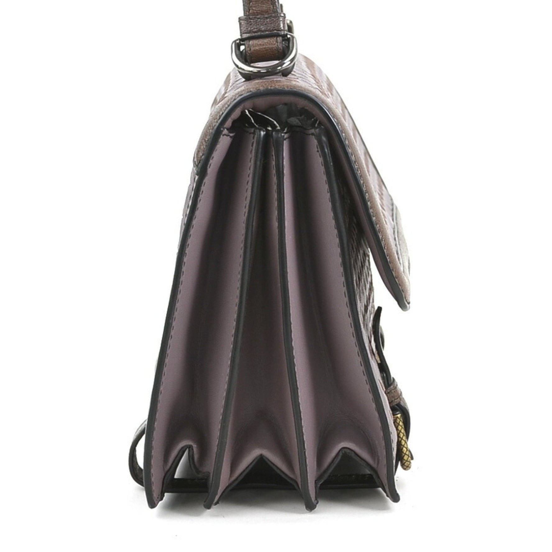 Bottega Veneta Shoulder Bag Intrecciato Leather Purple Brown