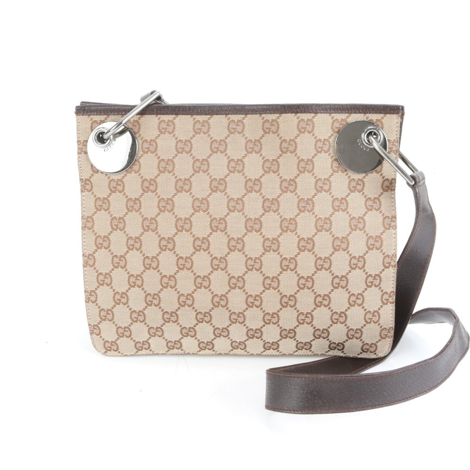 Gucci GG Canvas Eclipse Leather Shoulder Bag, Crossbody Messenger Men's