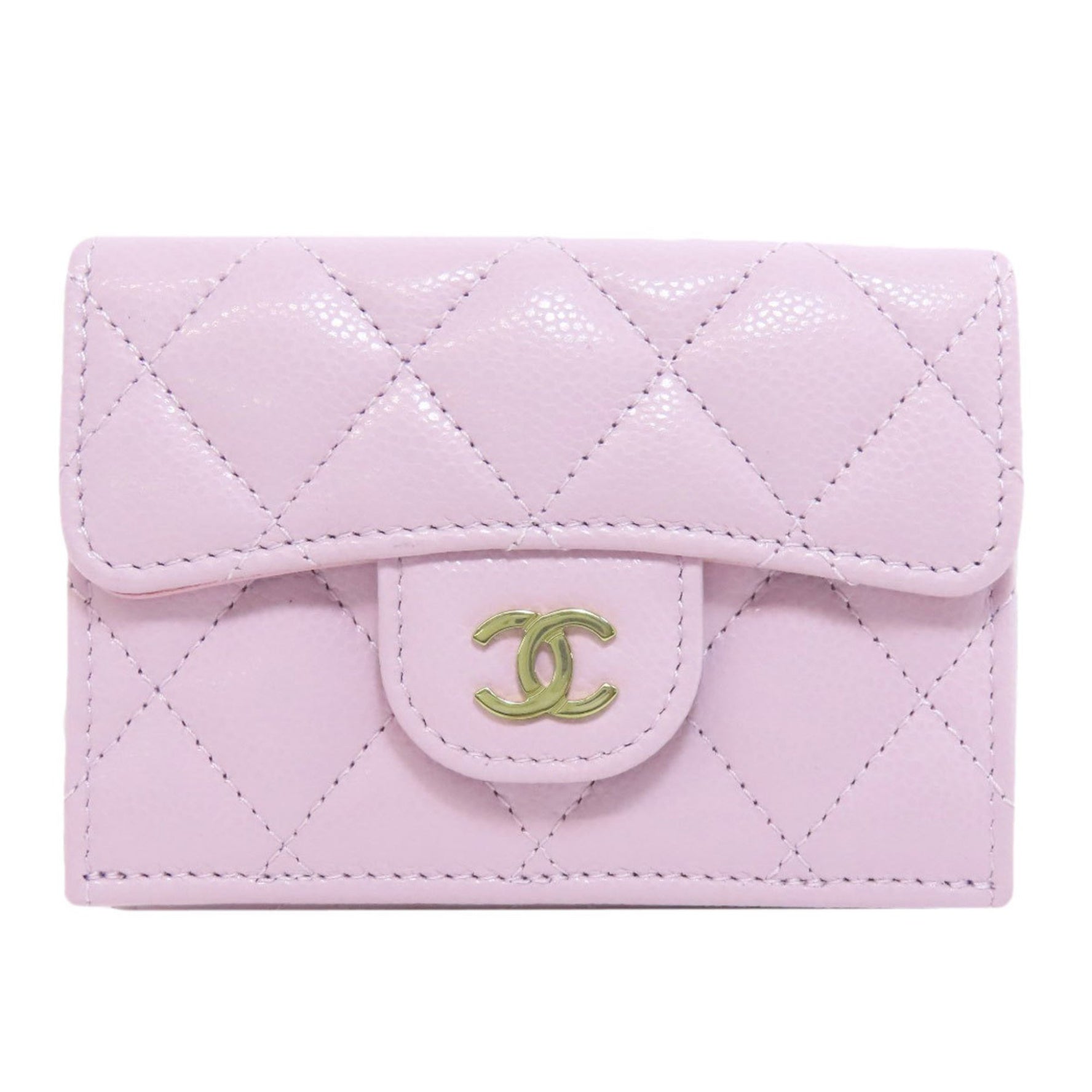 Chanel Compact Wallet Coco Mark Bi-fold Caviar Skin Women's
