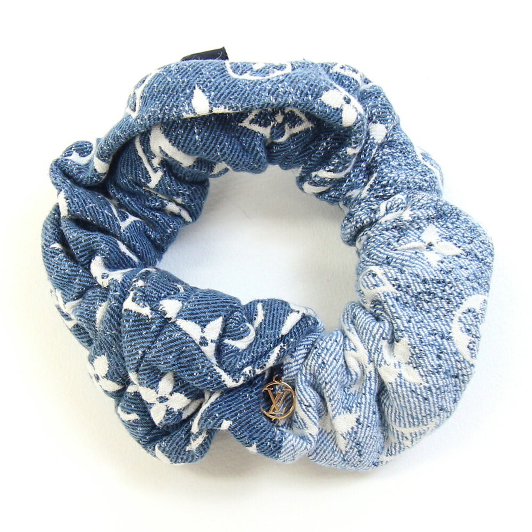 Louis Vuitton Scrunchie 100% Cotton Hair Clip Monogram Denim LV