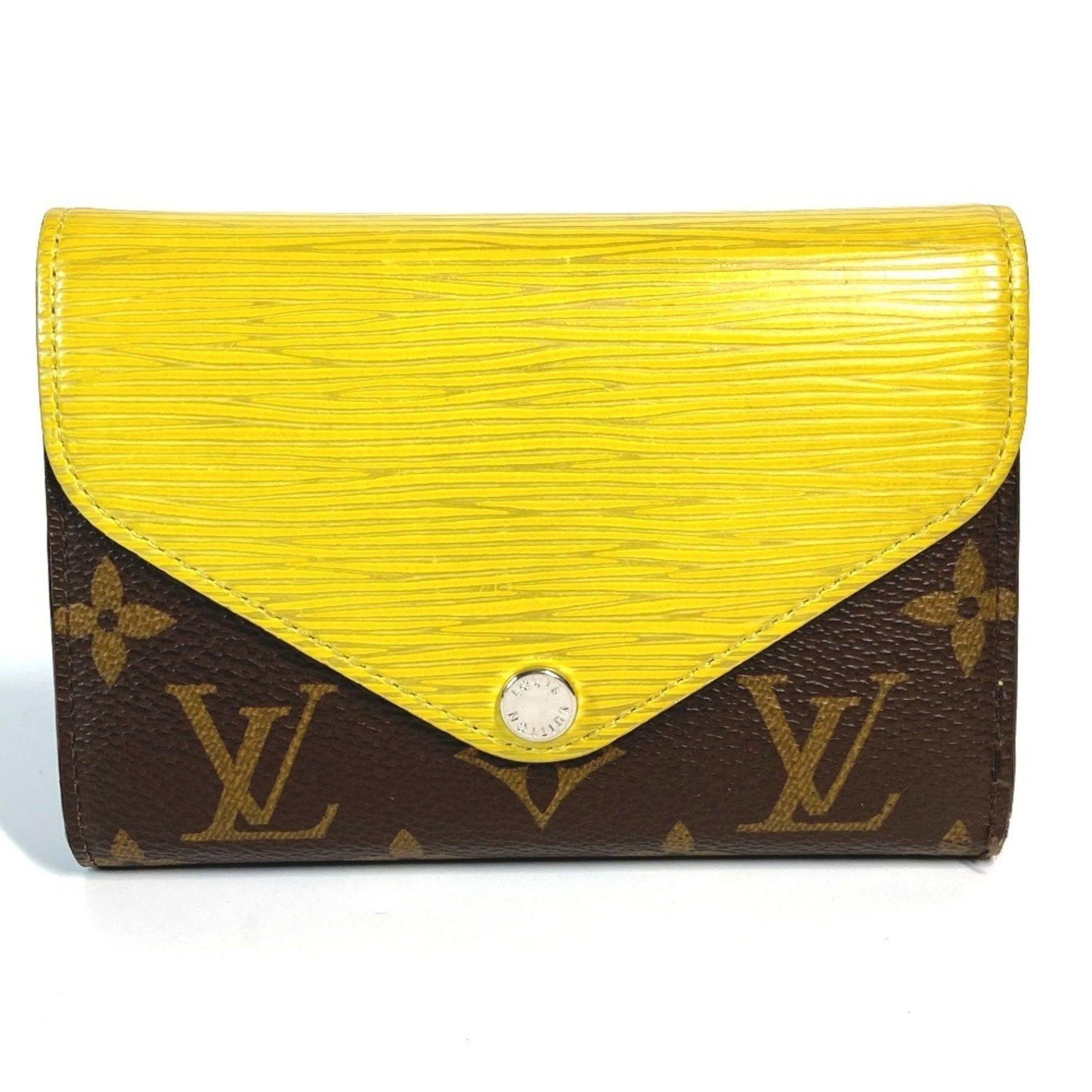 LOUIS VUITTON Monogram Portefeuille Marie Lou Compact Wallet, Tri-fold Canvas, Unisex, Yellow