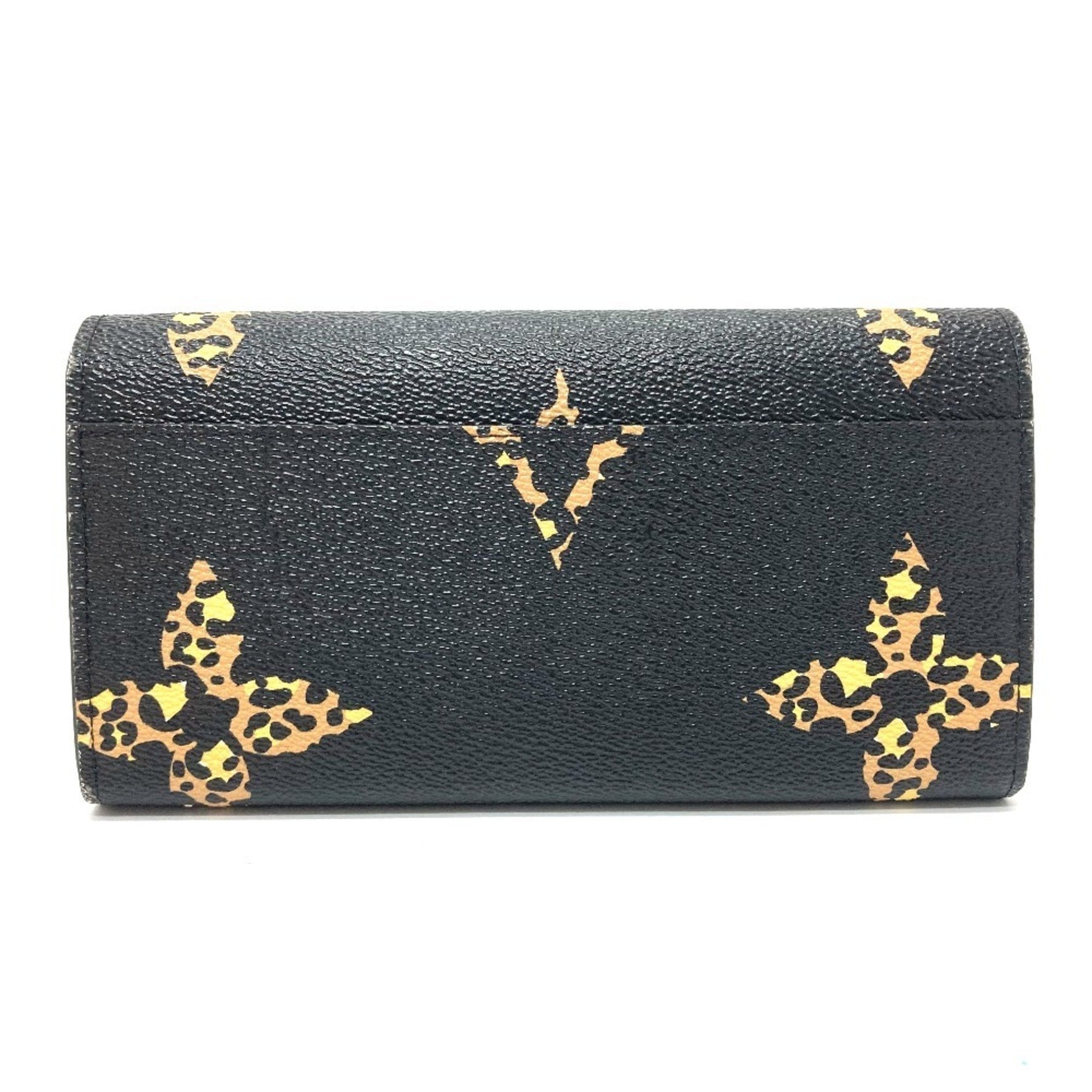 LOUIS VUITTON M67875 Monogram Jungle Portefeuille Sarah Bifold Long Wallet in Canvas, Women's, Black