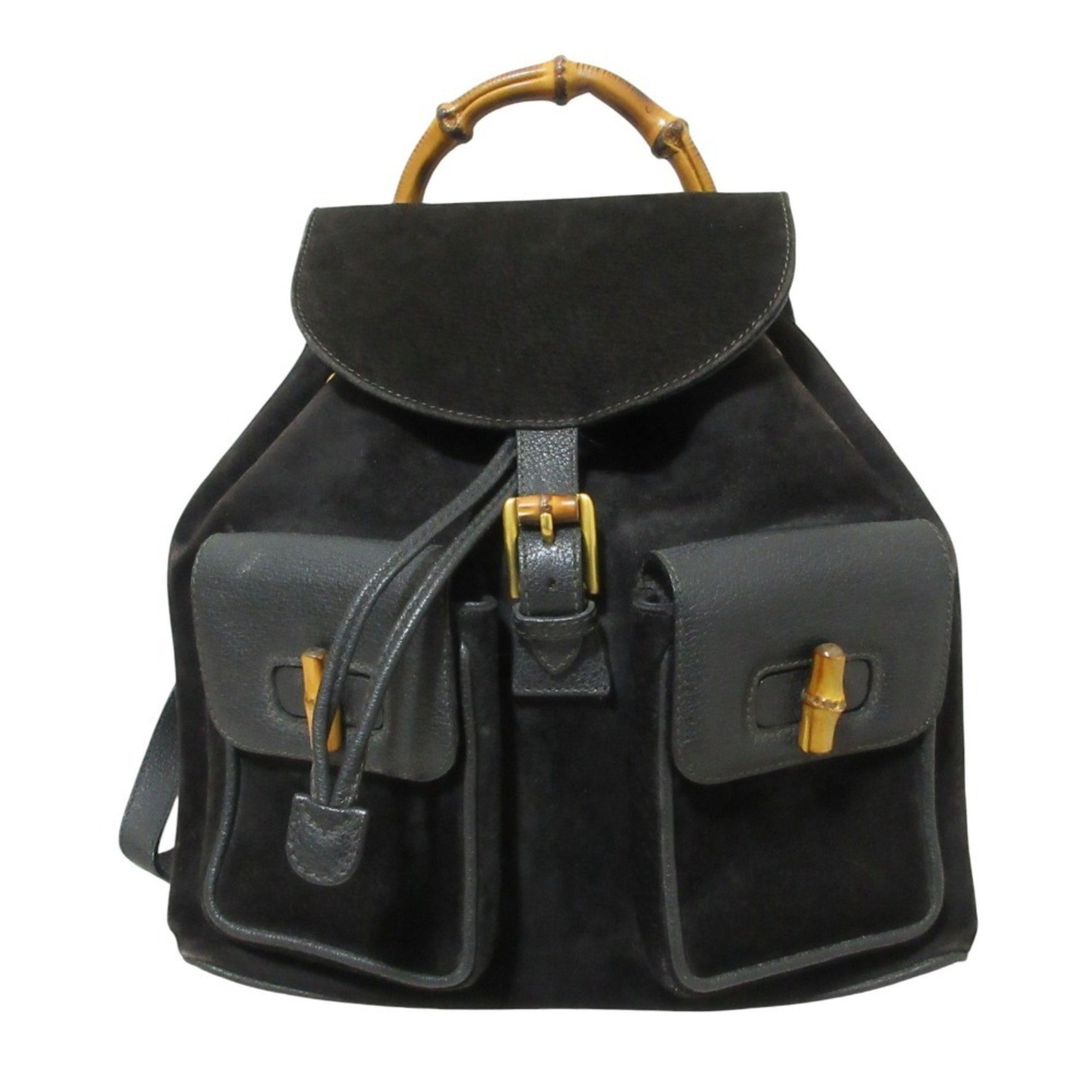 GUCCI Bamboo Handle Suede Backpack 003 2058 0016