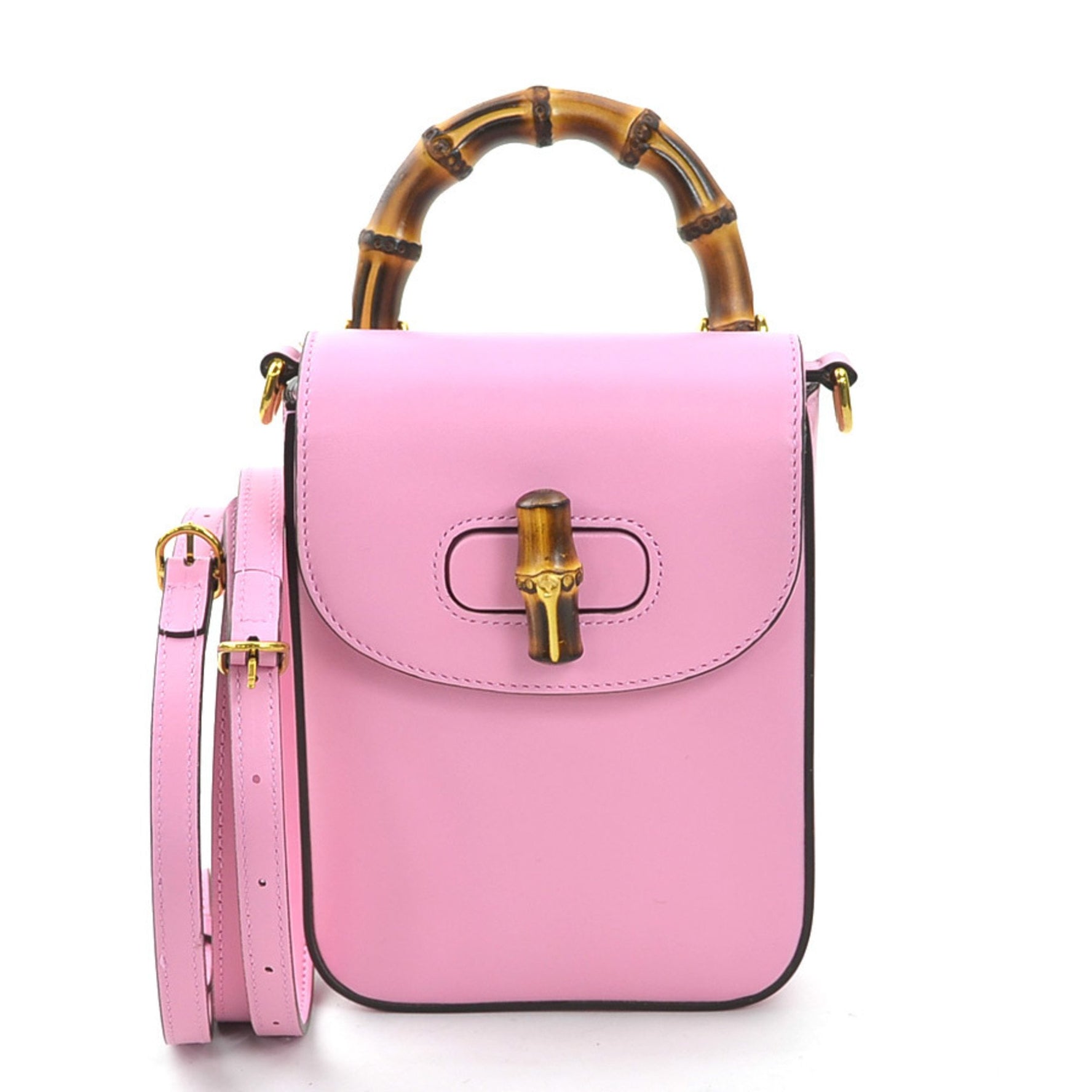 GUCCI Shoulder Bag Backpack Bamboo Leather Pink Gold Women's e59818a