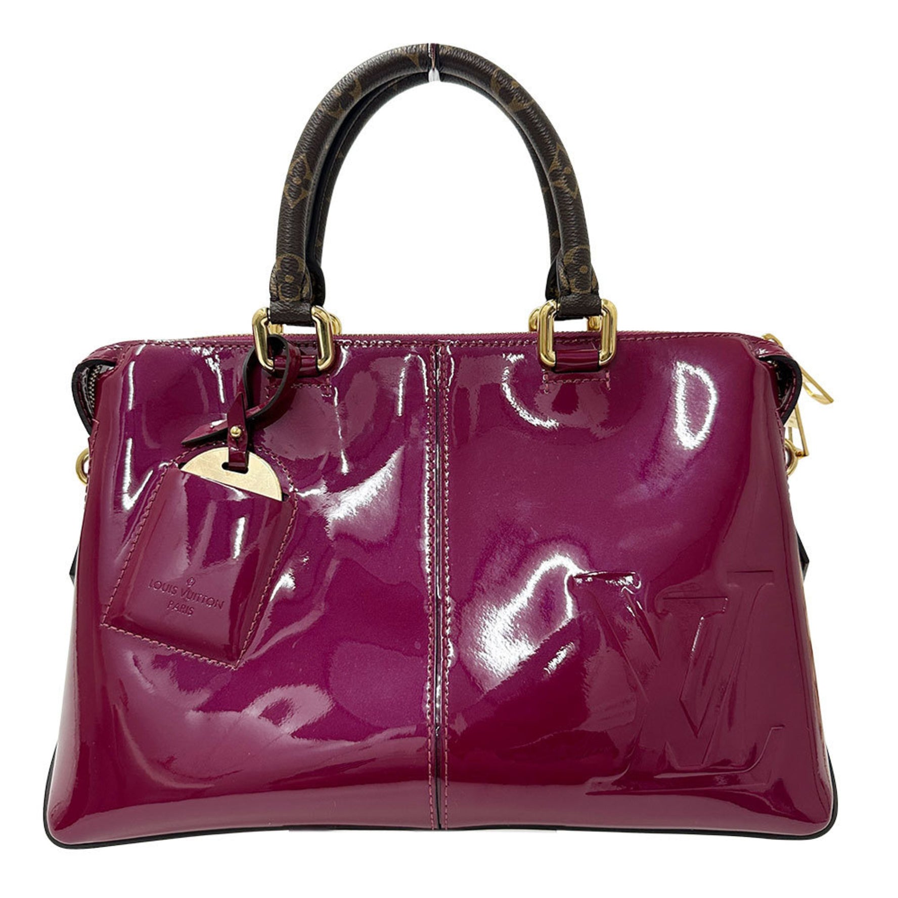 Louis Vuitton Vernis Handbag Shoulder Bag Tote Miroir Magenta with Strap