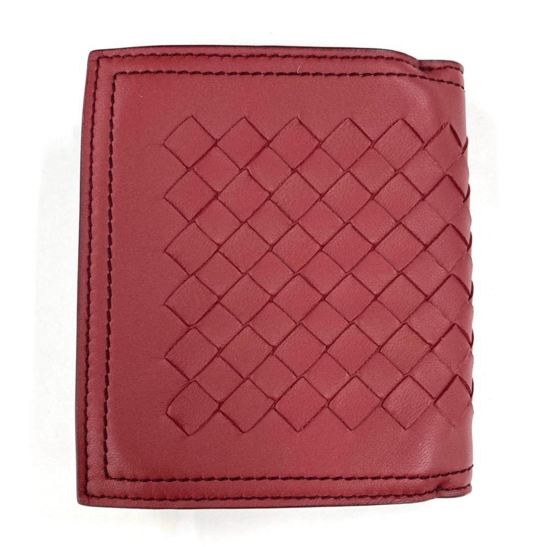 BOTTEGA VENETA Intrecciato Bi-fold Wallet Leather Red