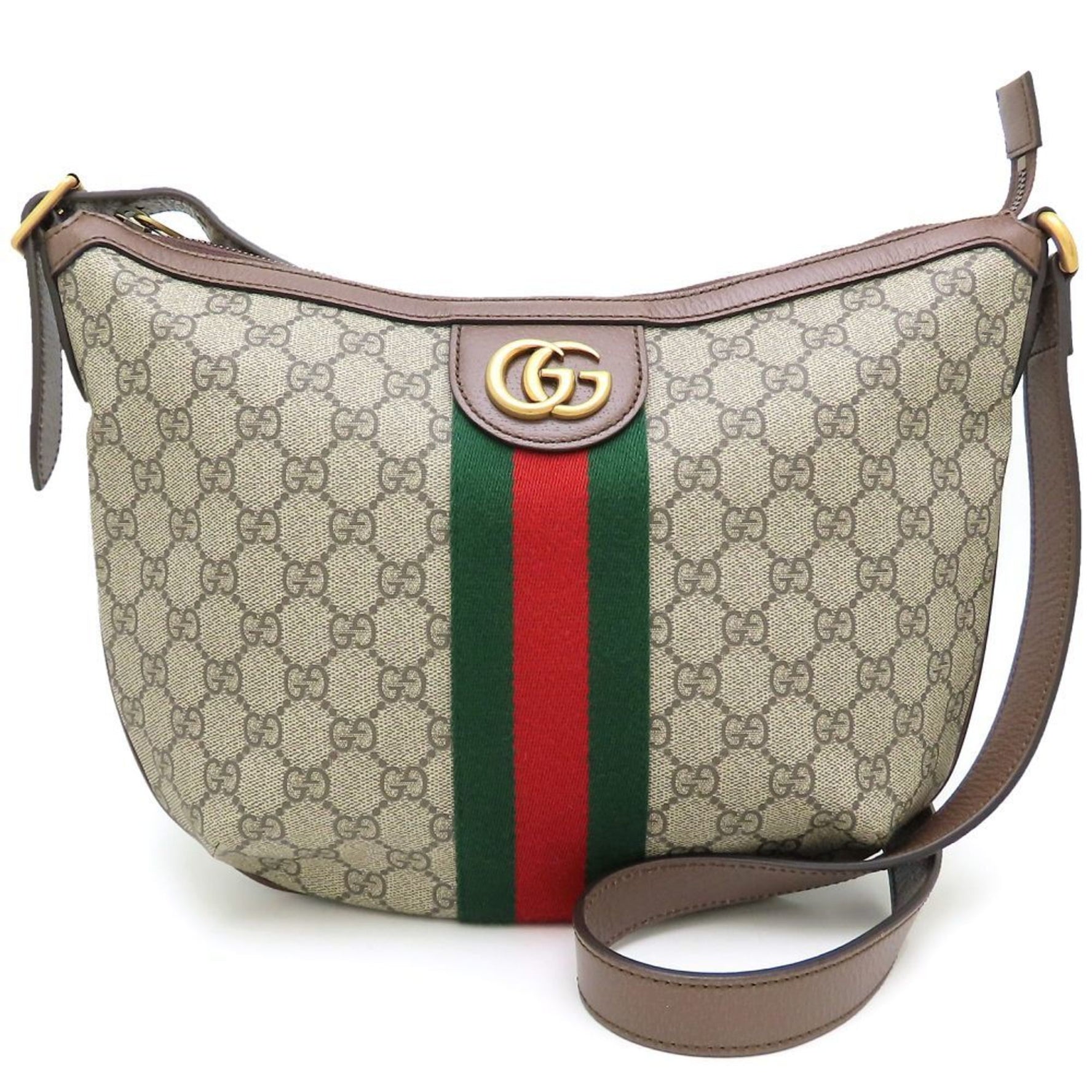 GUCCI Ophidia Medium Shoulder Bag GG Supreme Canvas and Leather, Beige Brown