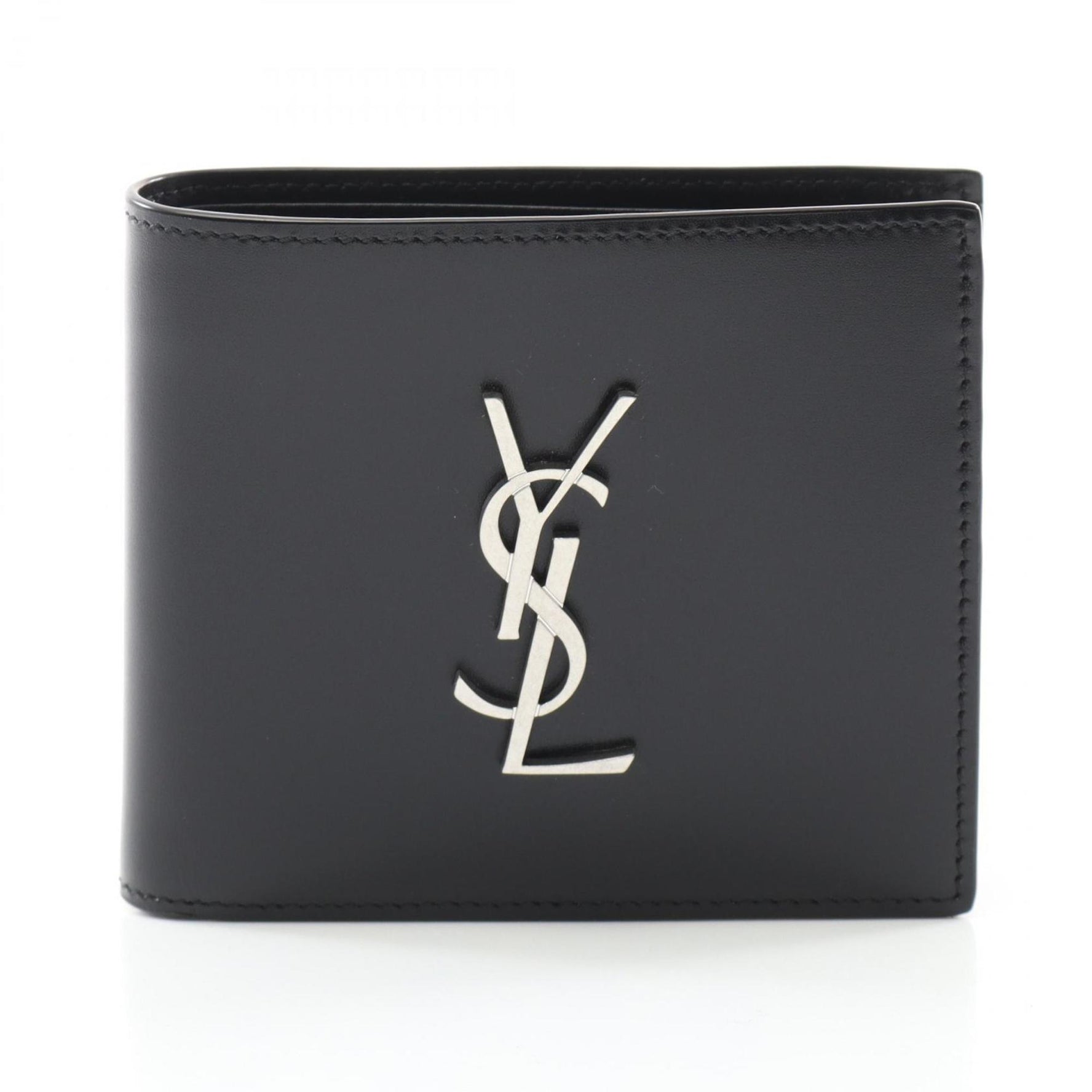 Saint Laurent East West Wallet Monogram Bi-fold Leather Men's Black 4632490SX0E1000