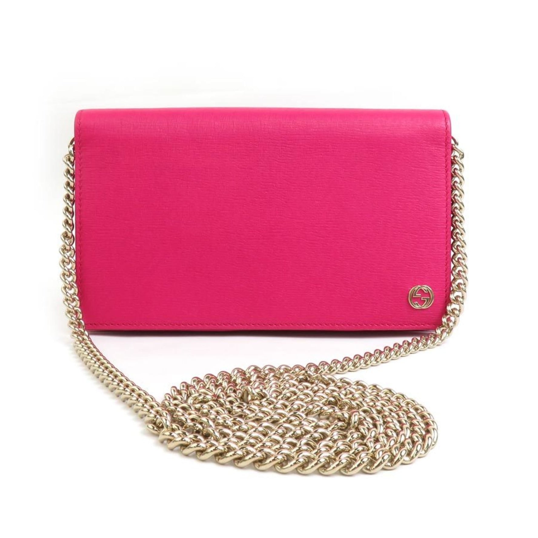 GUCCI Chain Wallet Leather Pink Women's a0549