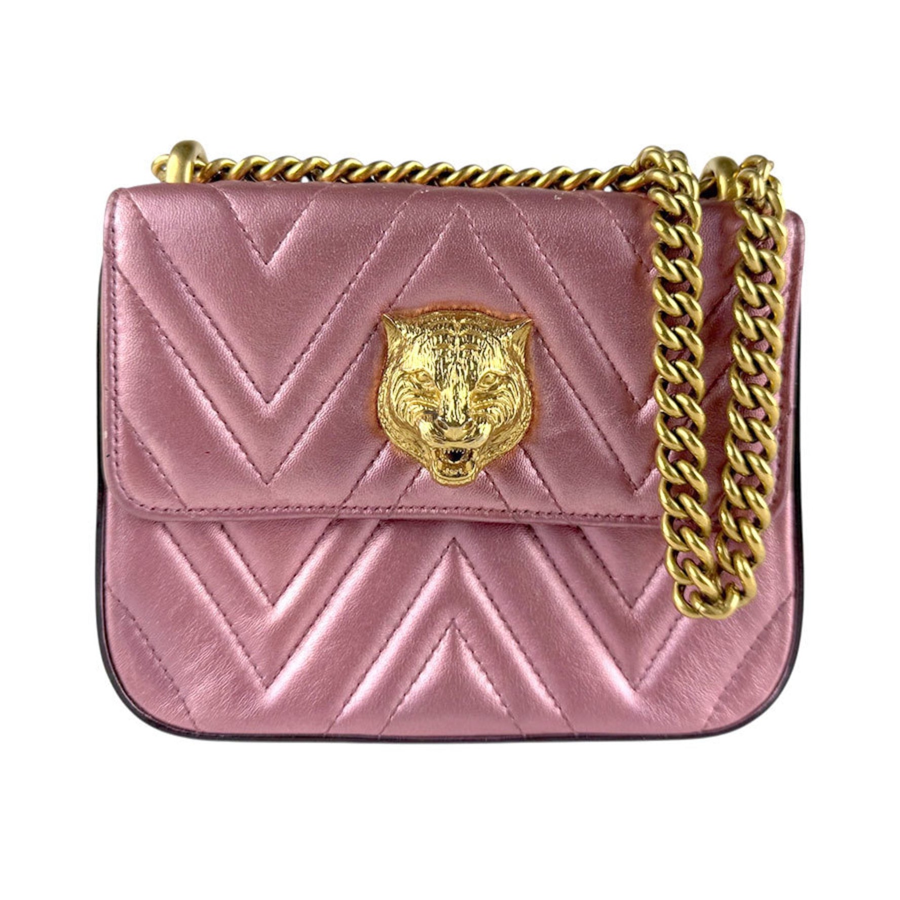 Gucci Metallic Pink Leather Shoulder Bag
