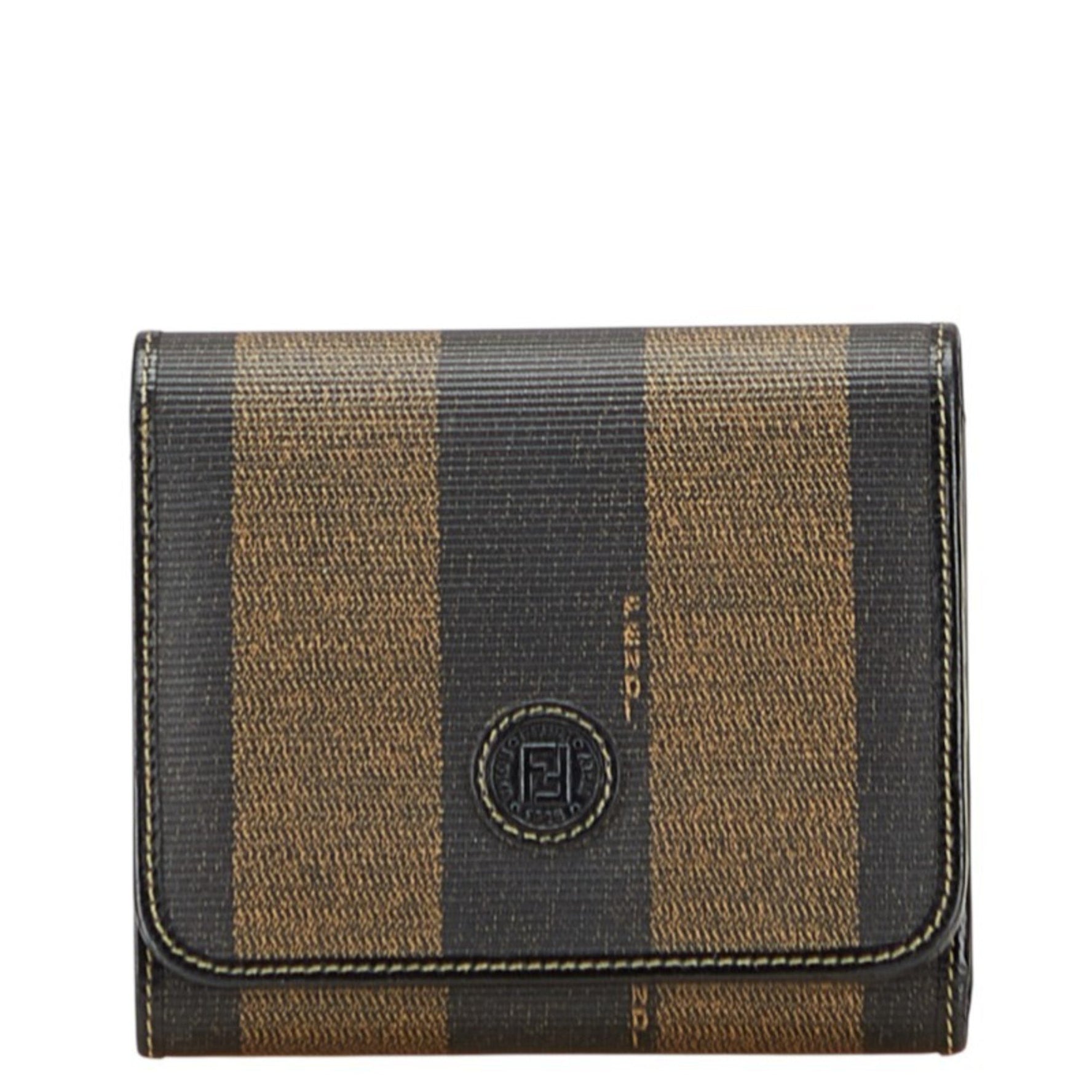 Fendi Pecan Tri-fold Wallet in Black and Brown Leather