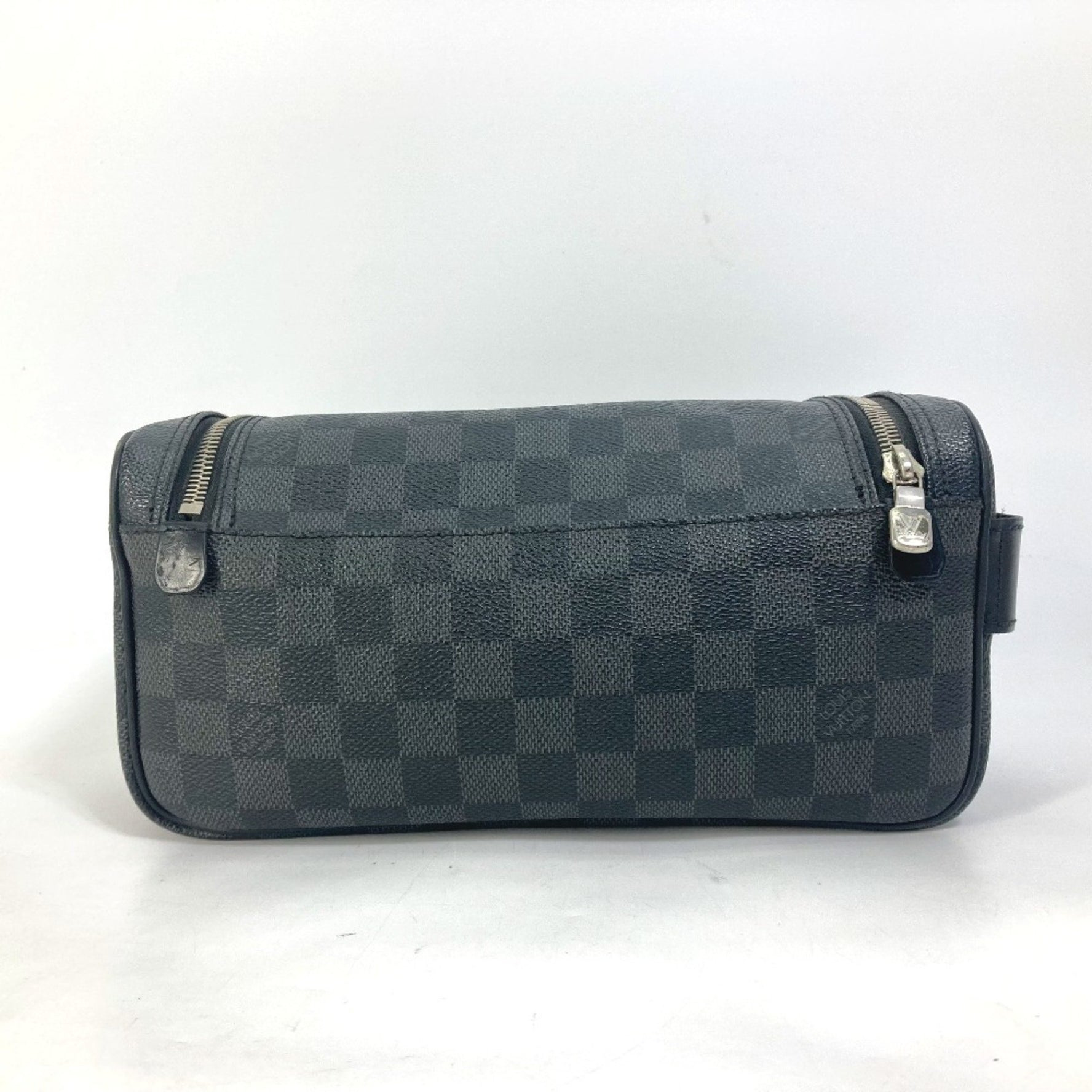 LOUIS VUITTON N47625 Damier Graphite Toiletry Pouch, Makeup Cosmetic Second Bag, Clutch Canvas, Men's, Black