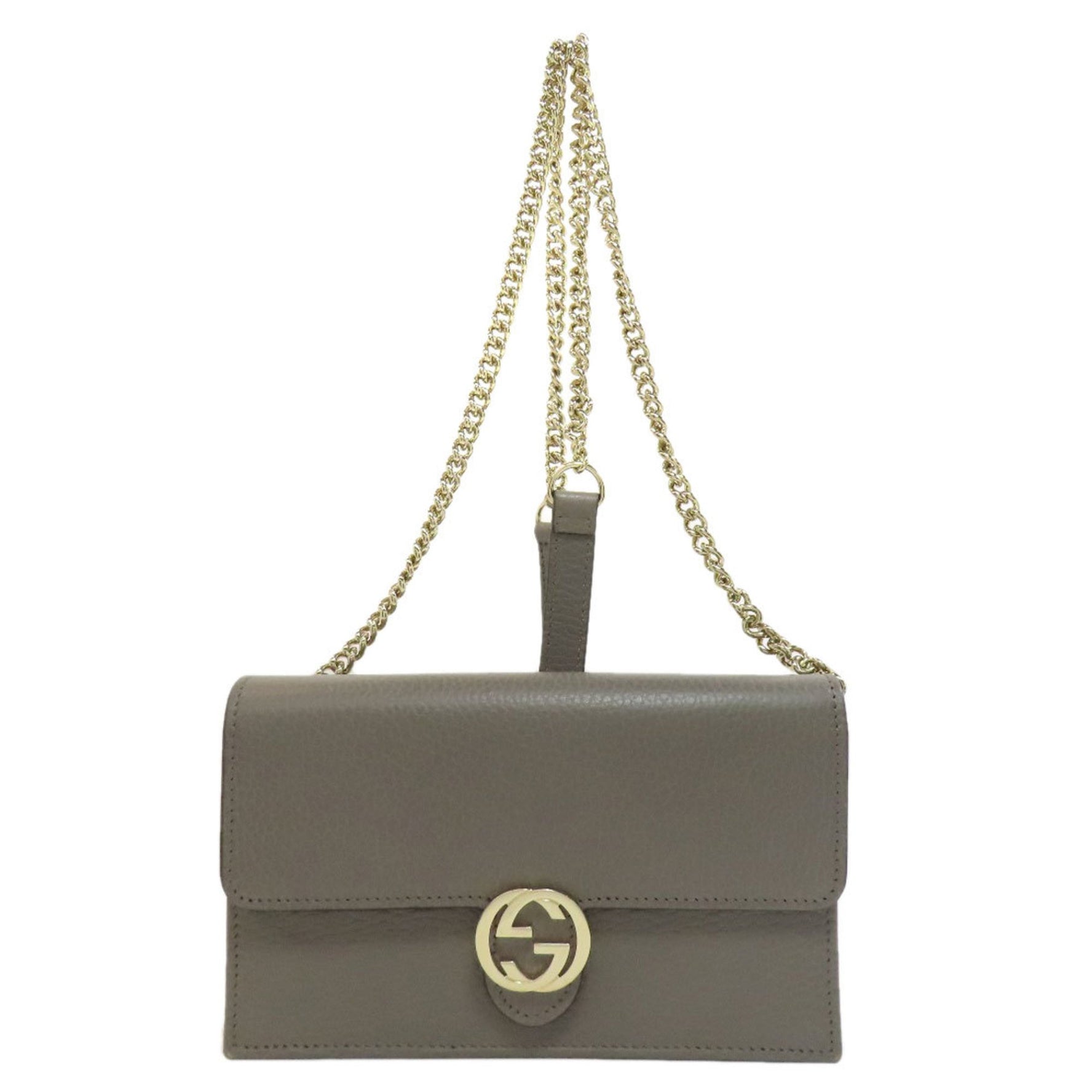 Gucci Outlet Chain Wallet Interlocking G Long Leather Women's GUCCI