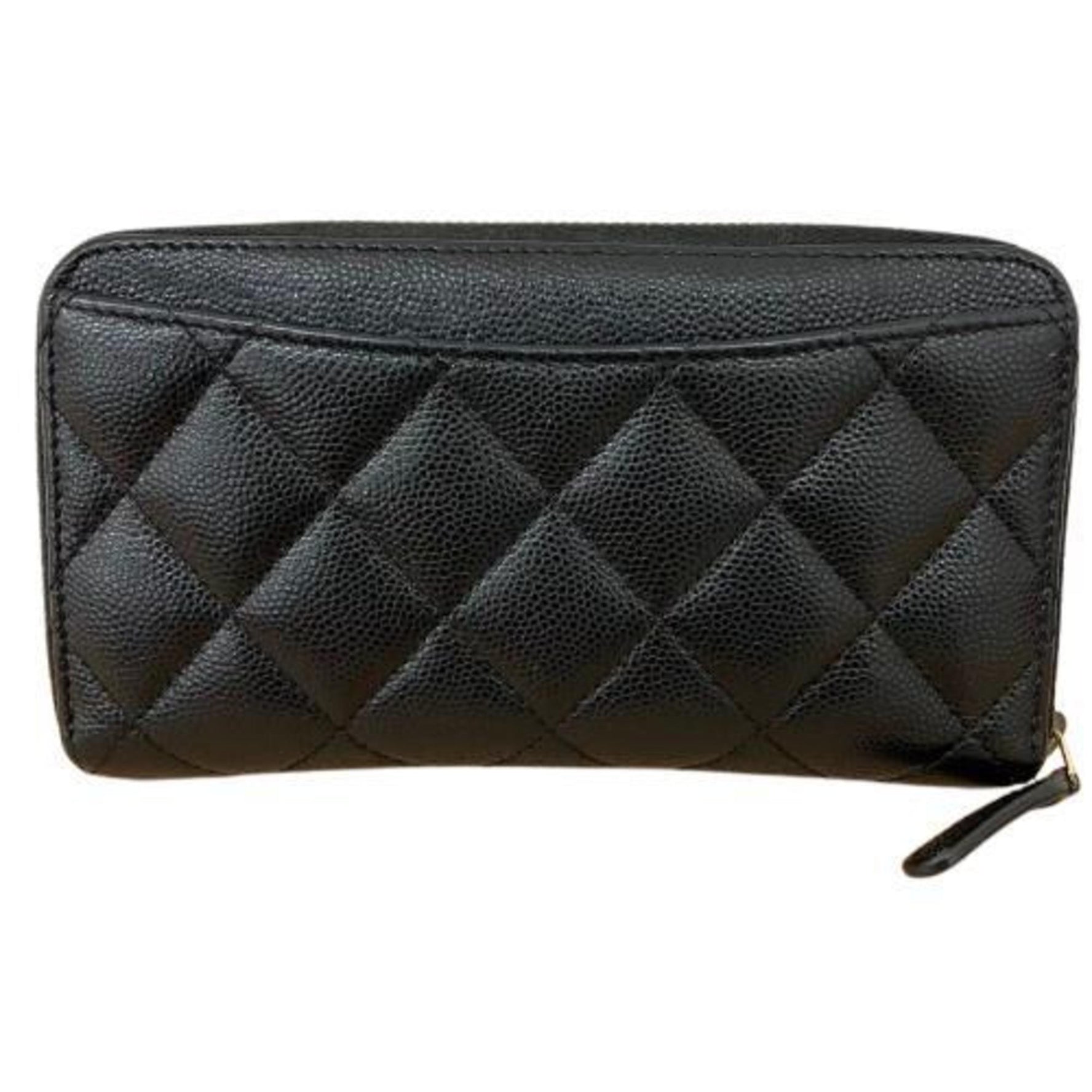 CHANEL Caviar Skin Small Zip Wallet Matelasse No. 29 Black