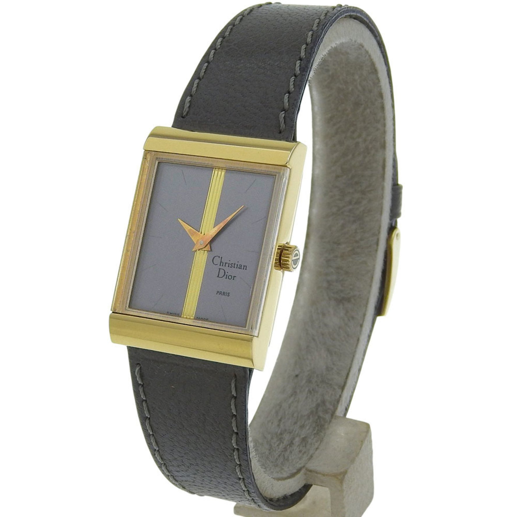 Christian Dior Watch Stainless Steel x Leather Manual Winding Grey Dial