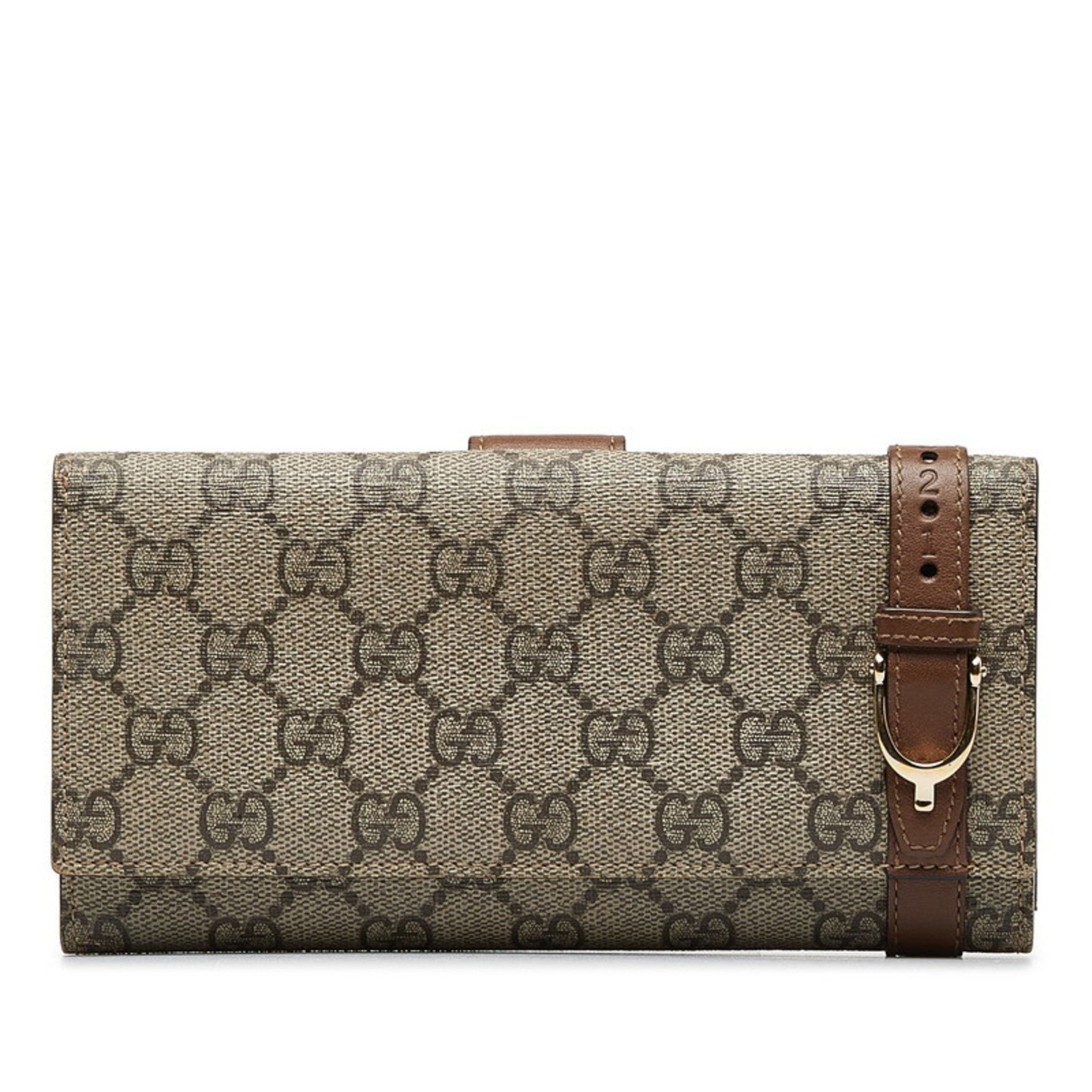 Gucci GG Supreme Bi-fold Wallet Beige Brown PVC Leather Women's GUCCI