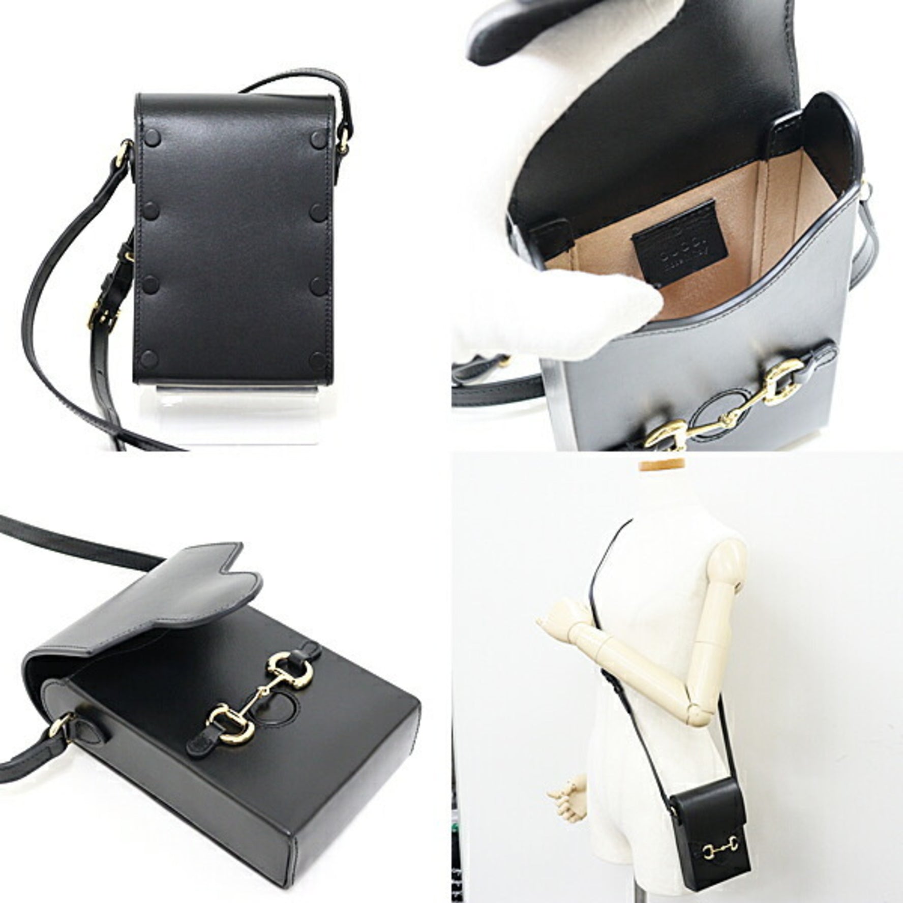 GUCCI Horsebit 1955 Leather Shoulder Bag