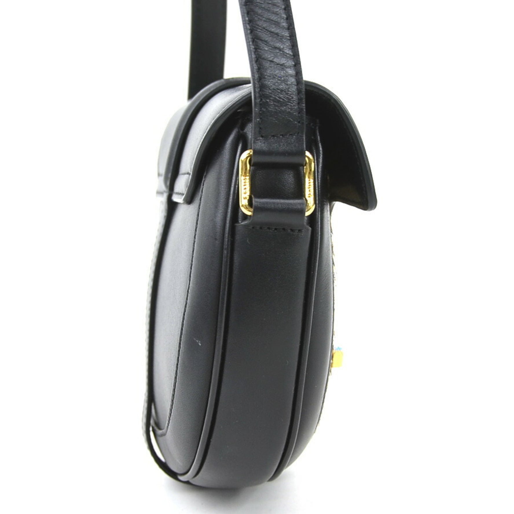 CELINE Shoulder Bag Small Busas 16 Leather Pony Black Brown Gold