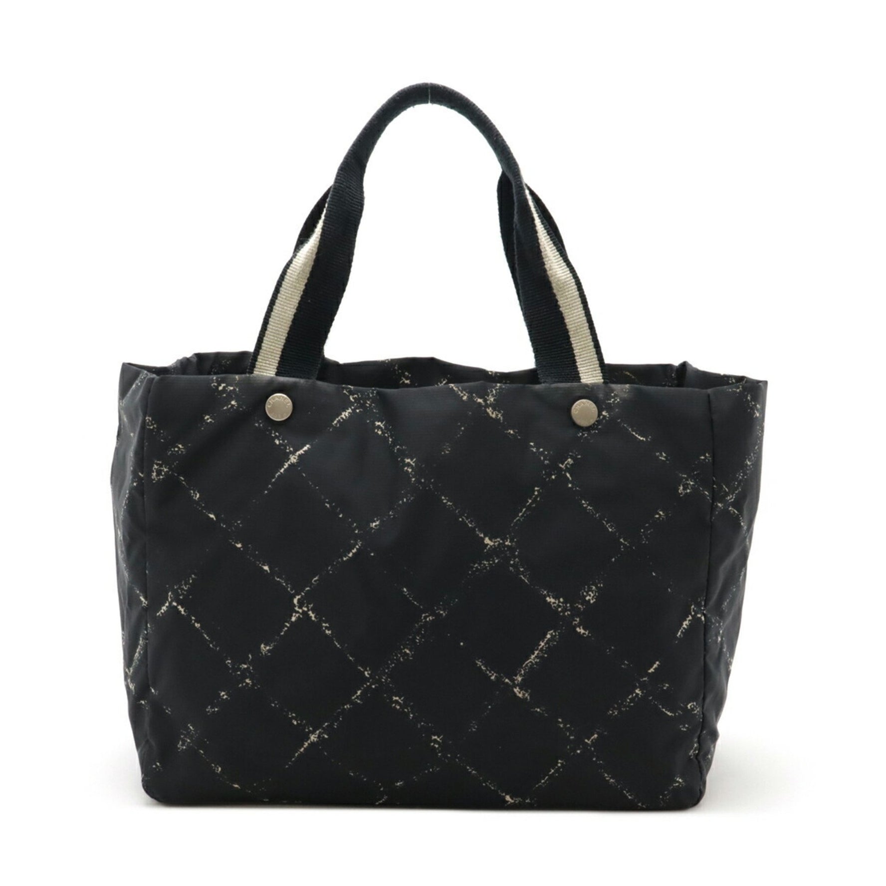 CHANEL Old Travel Line Tote Bag Handbag Shoulder Nylon Black Red