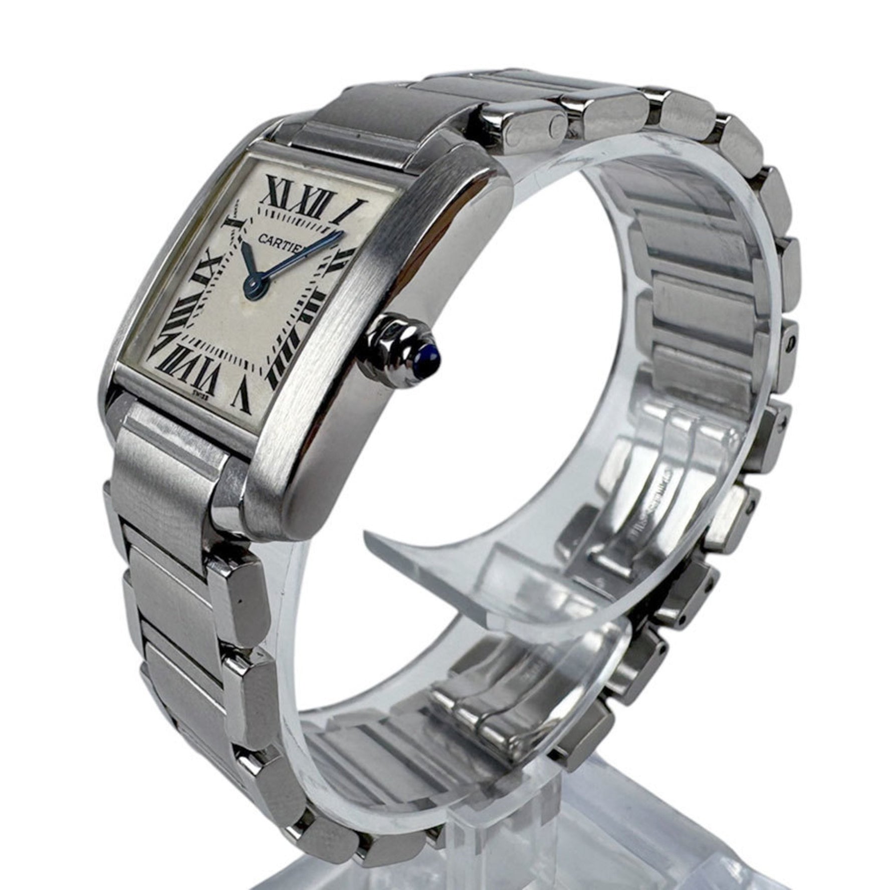 CARTIER Watch Tank Francaise SM Stainless Steel Silver x White Ladies Quartz