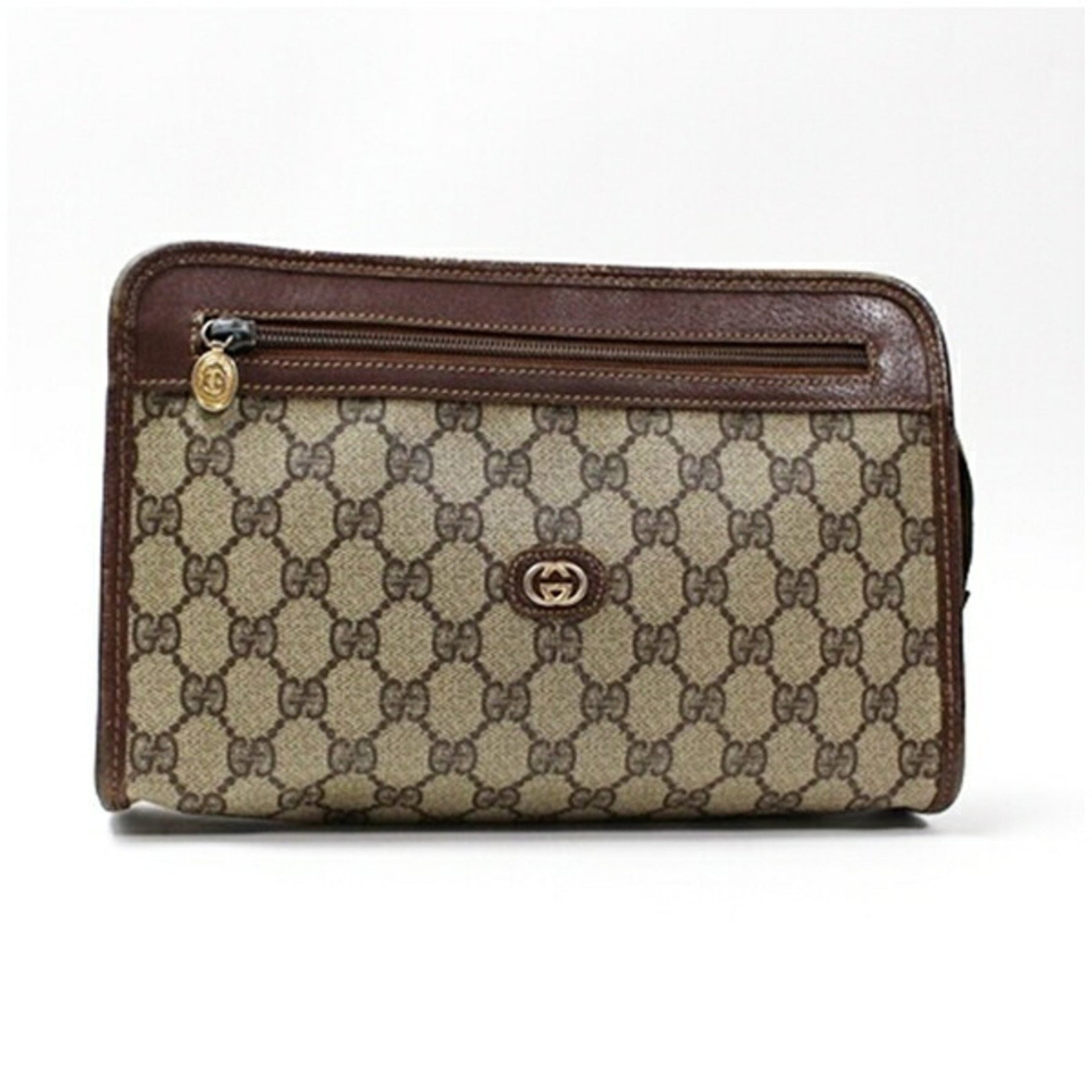 Gucci second bag clutch PVC x leather beige brown men's