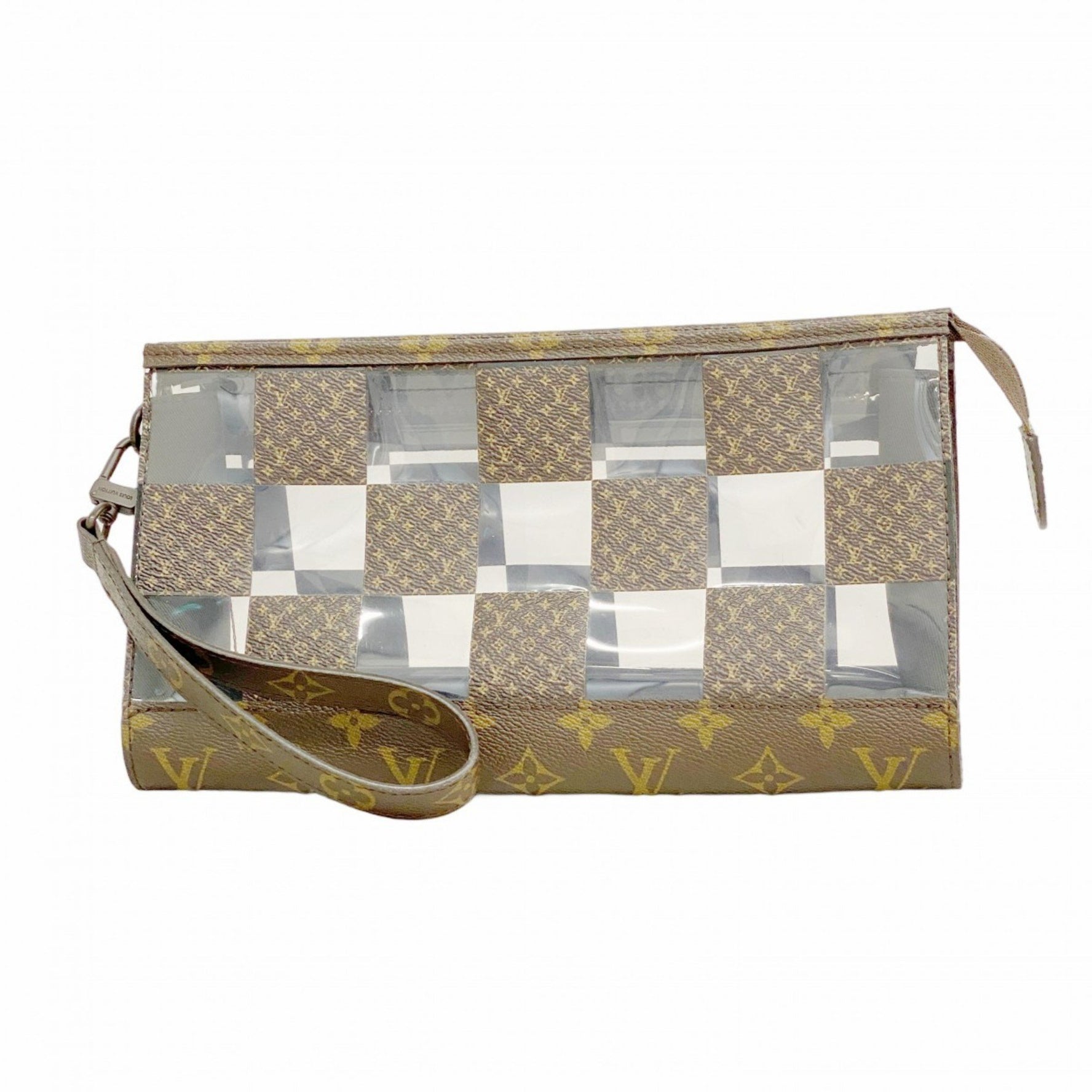 Louis Vuitton Monogram Chess Stand Pouch Clutch Bag M81588 Brown Men's
