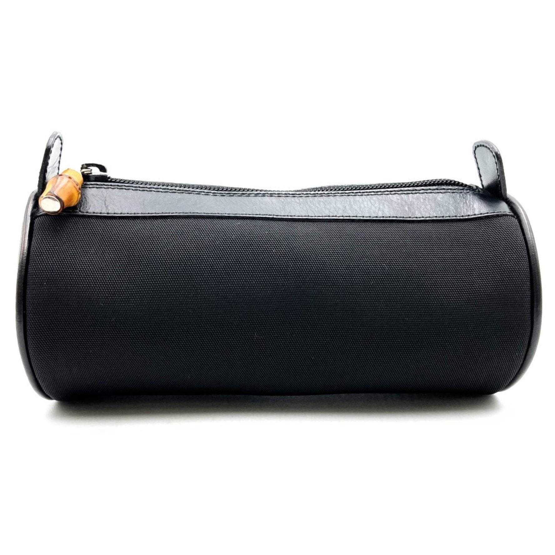 GUCCI 039 1669 Pouch Bamboo Nylon Leather Black Women's
