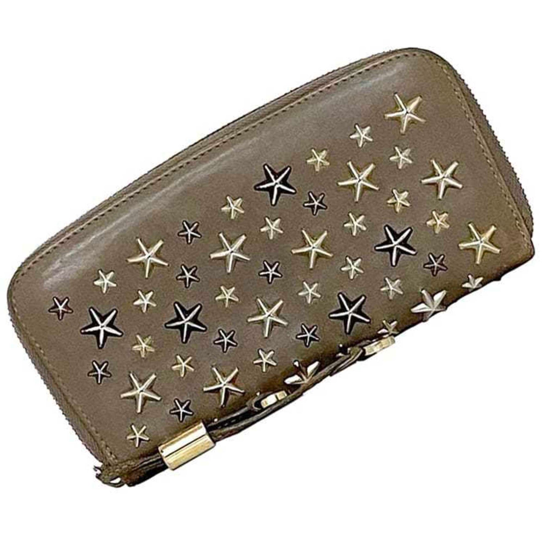 Jimmy Choo Round Long Wallet ec-22525 Beige Filipa Leather 2JK4FZ JIMMY CHOO Star Studs Women's