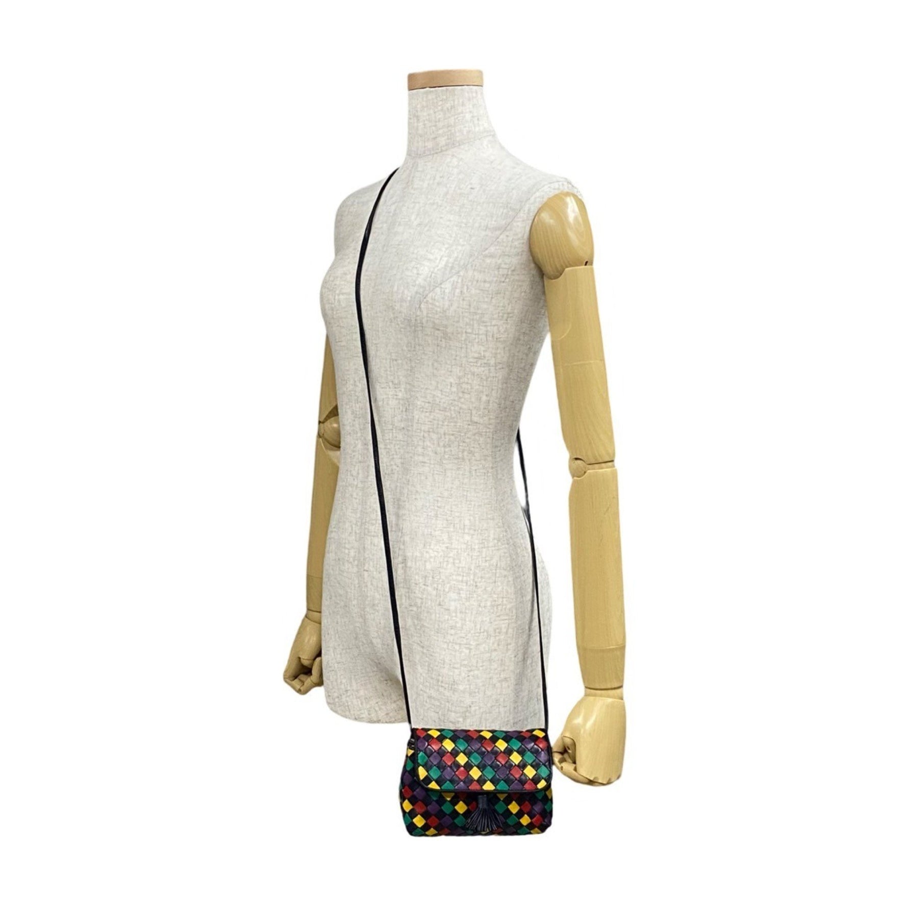 BOTTEGA VENETA Intrecciato Leather Mini Shoulder Bag/Pochette in Black and Multicolor