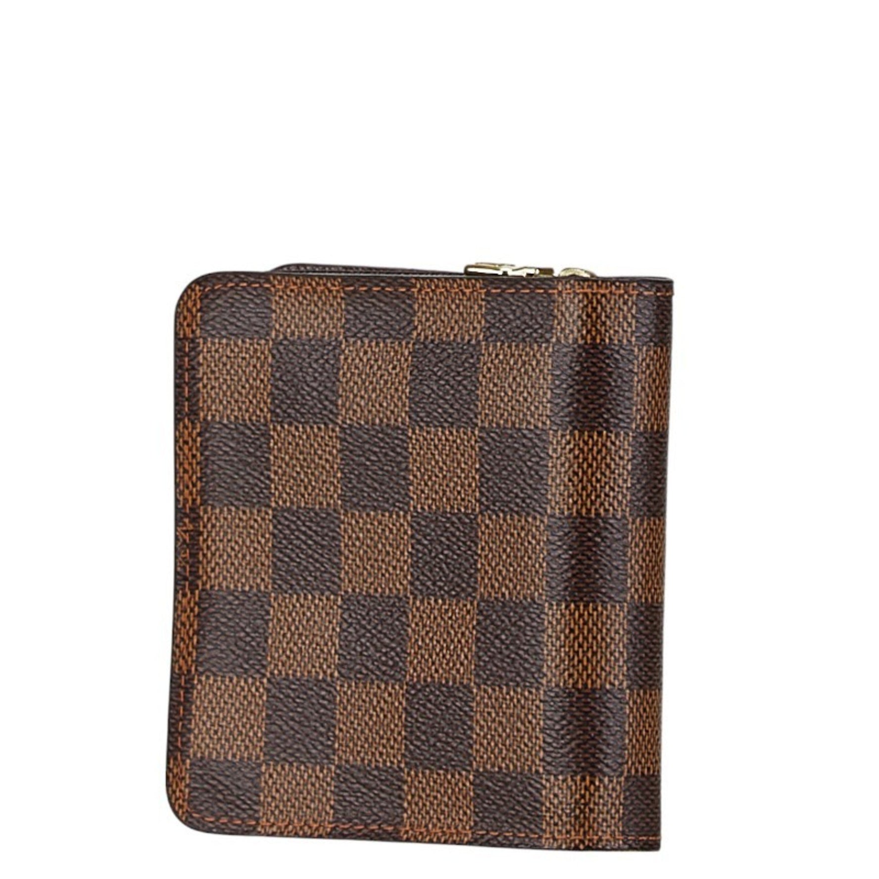 Louis Vuitton Damier Compact Zip Bi-fold Wallet Ebene Brown PVC Leather