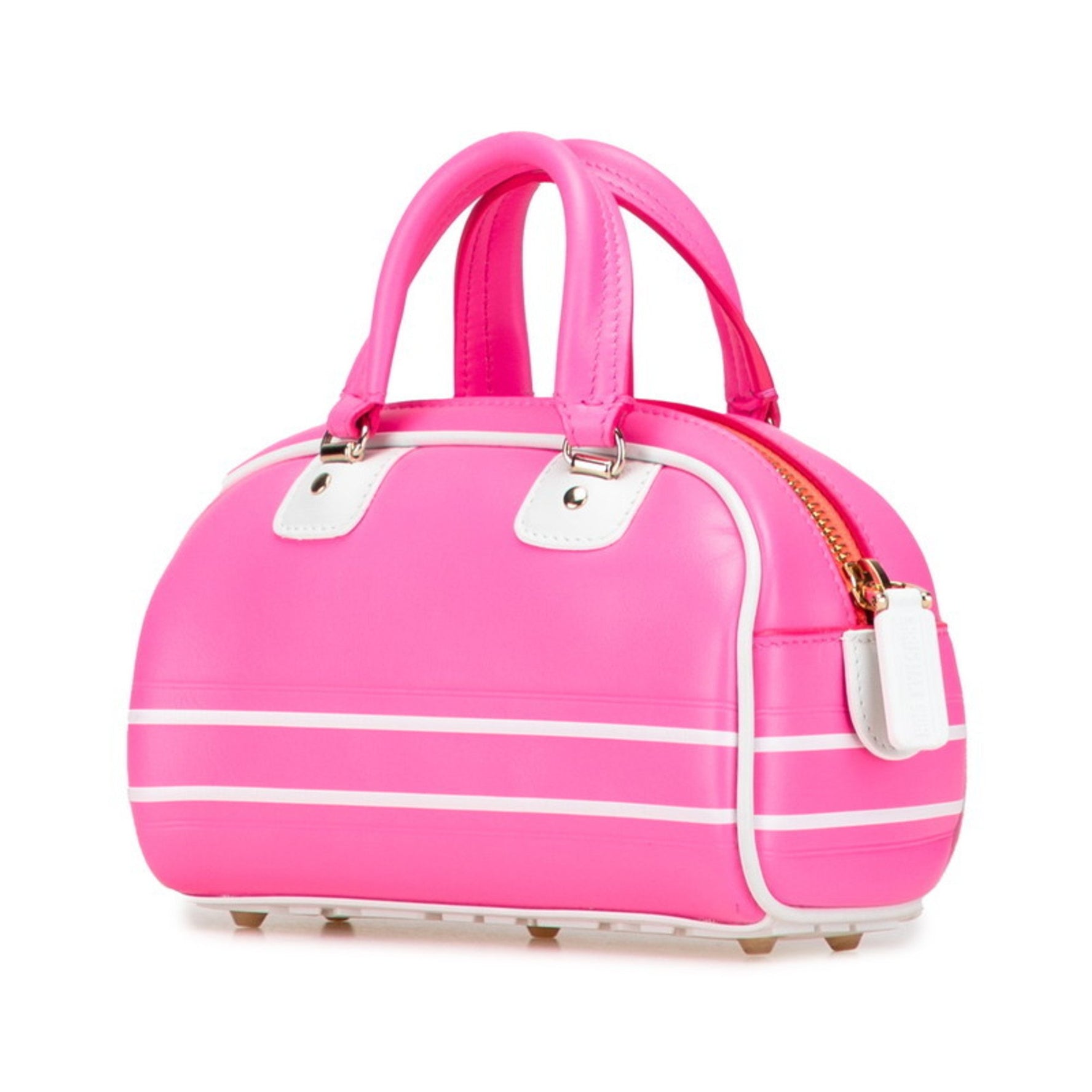 Christian Dior Dior Vibe Mini Bowling Bag, Handbag, Pink and White Leather