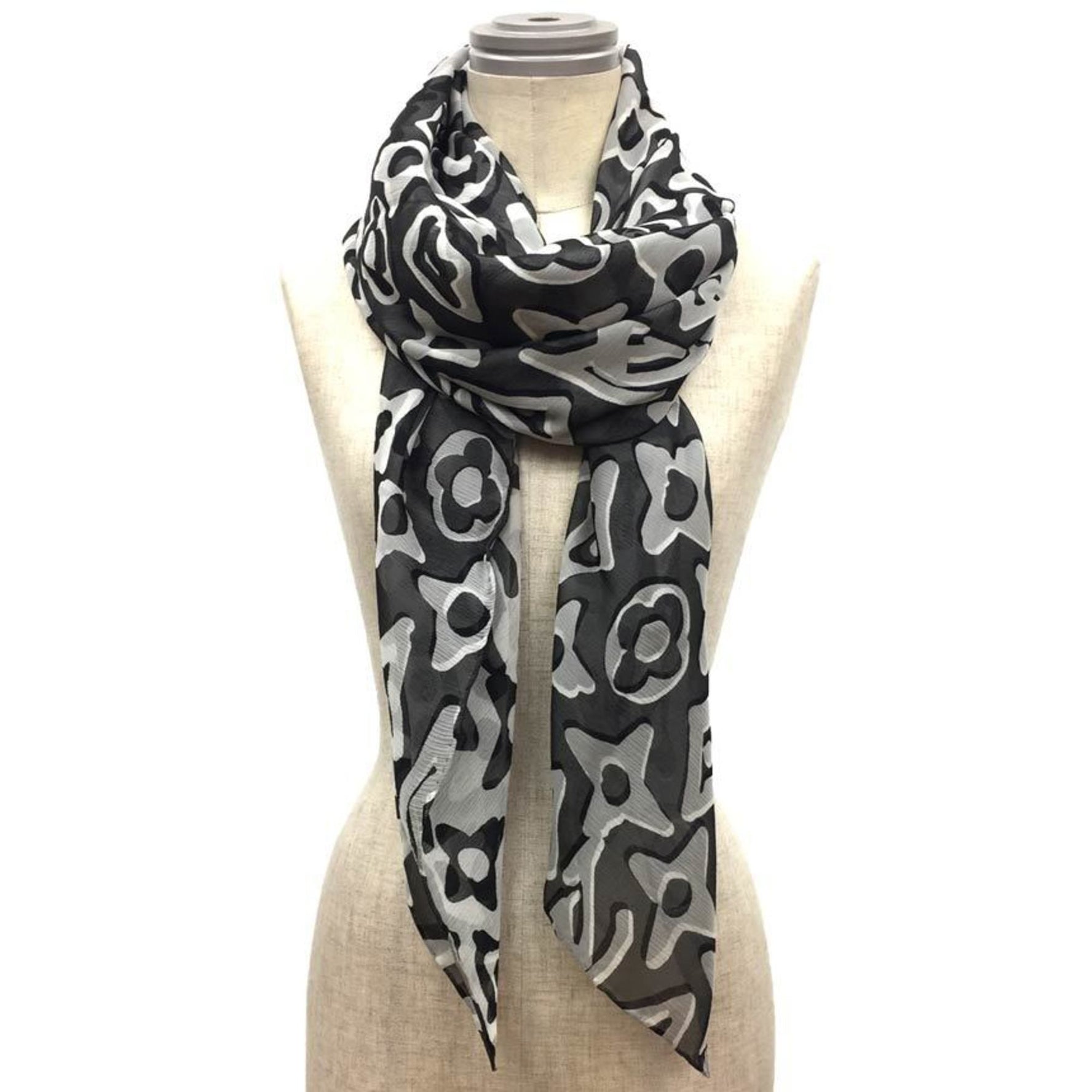 LOUIS VUITTON Louis Vuitton Carre Geant Monogram M76556 LV×UF × Urs Fischer Stole Shawl Scarf Muffler
