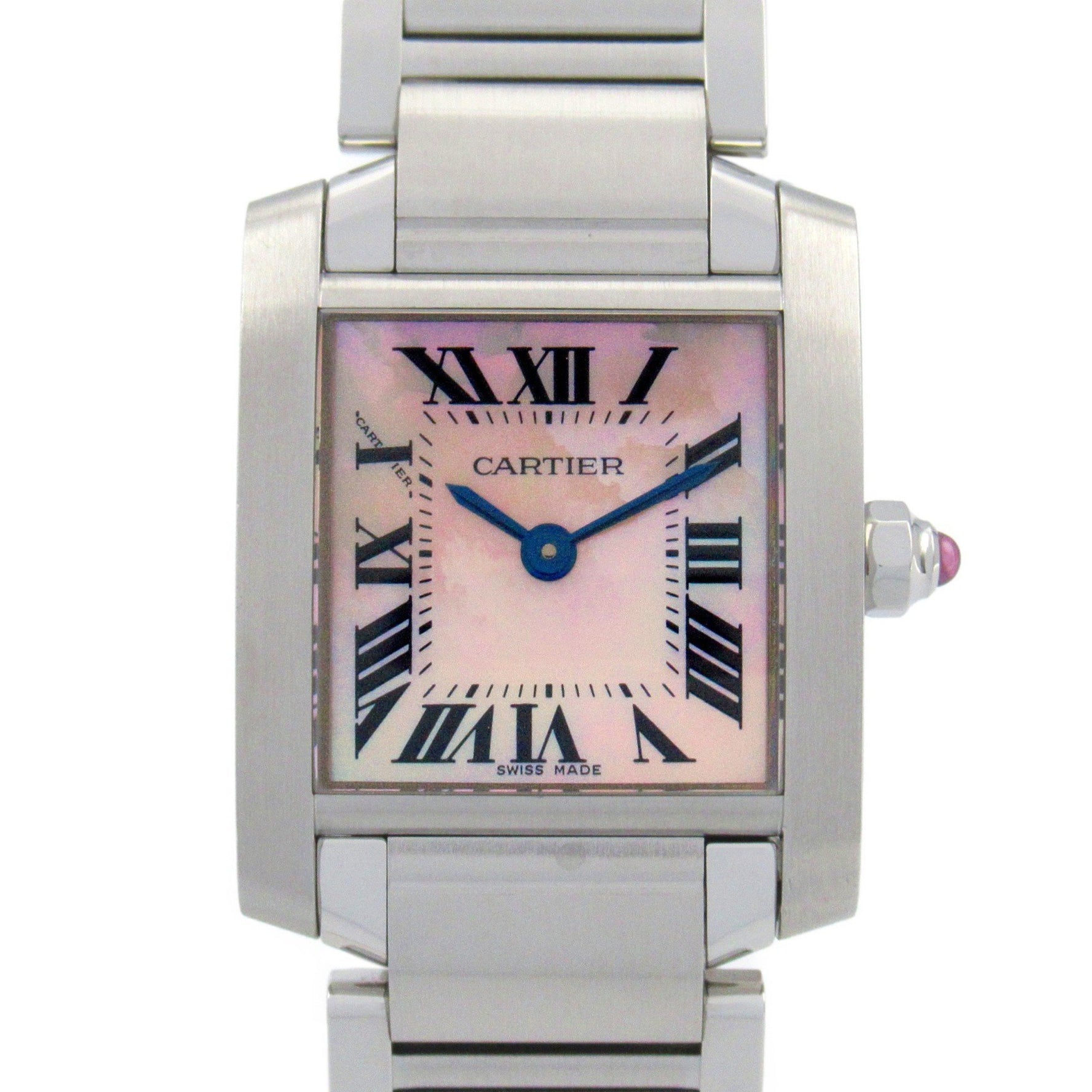 CARTIER Tank Francaise SM Watch Stainless Steel Ladies Pink Shell W51028Q3