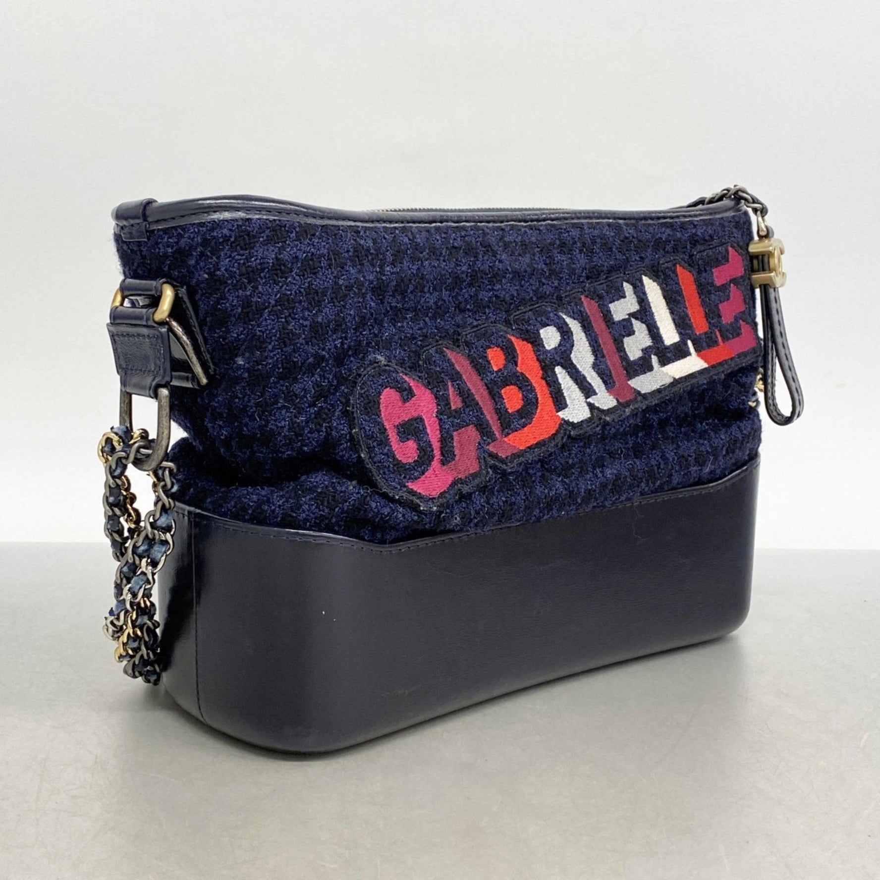 Chanel Gabriel Tweed and Calfskin Chain Shoulder Bag