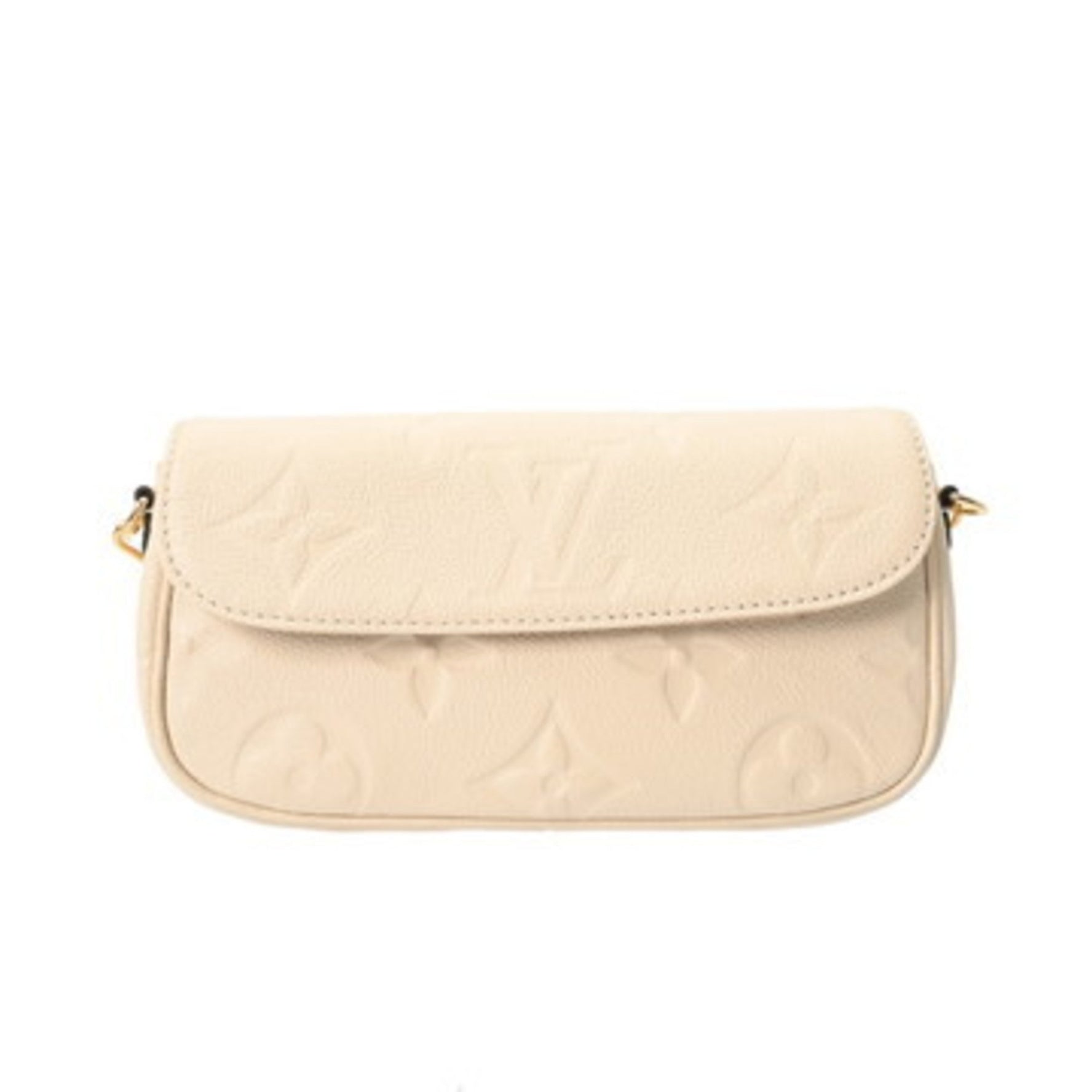 LOUIS VUITTON Monogram Empreinte Wallet on Chain Ivy Creme Leather