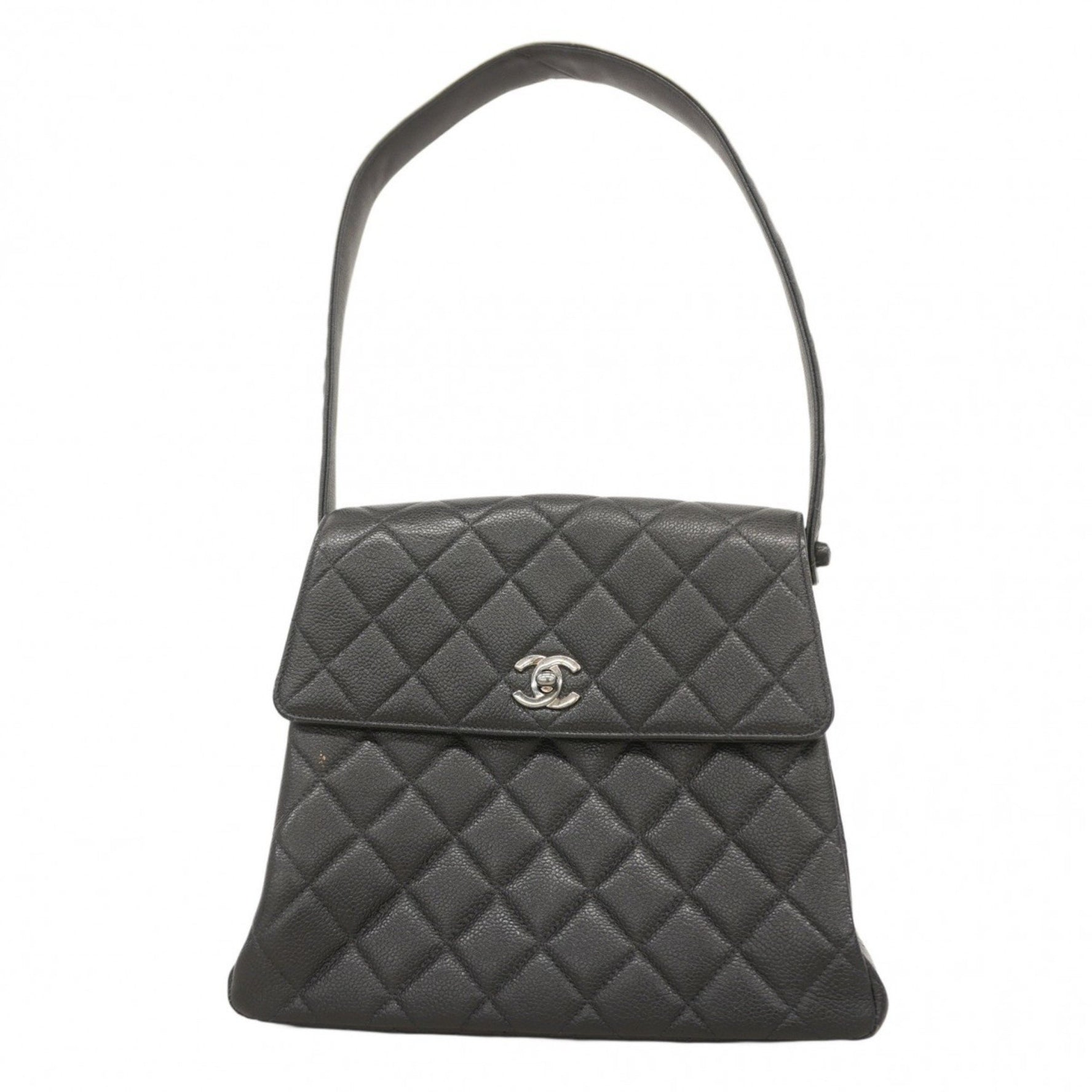 Chanel Matelasse Shoulder Bag in Caviar Skin, Black, Women's