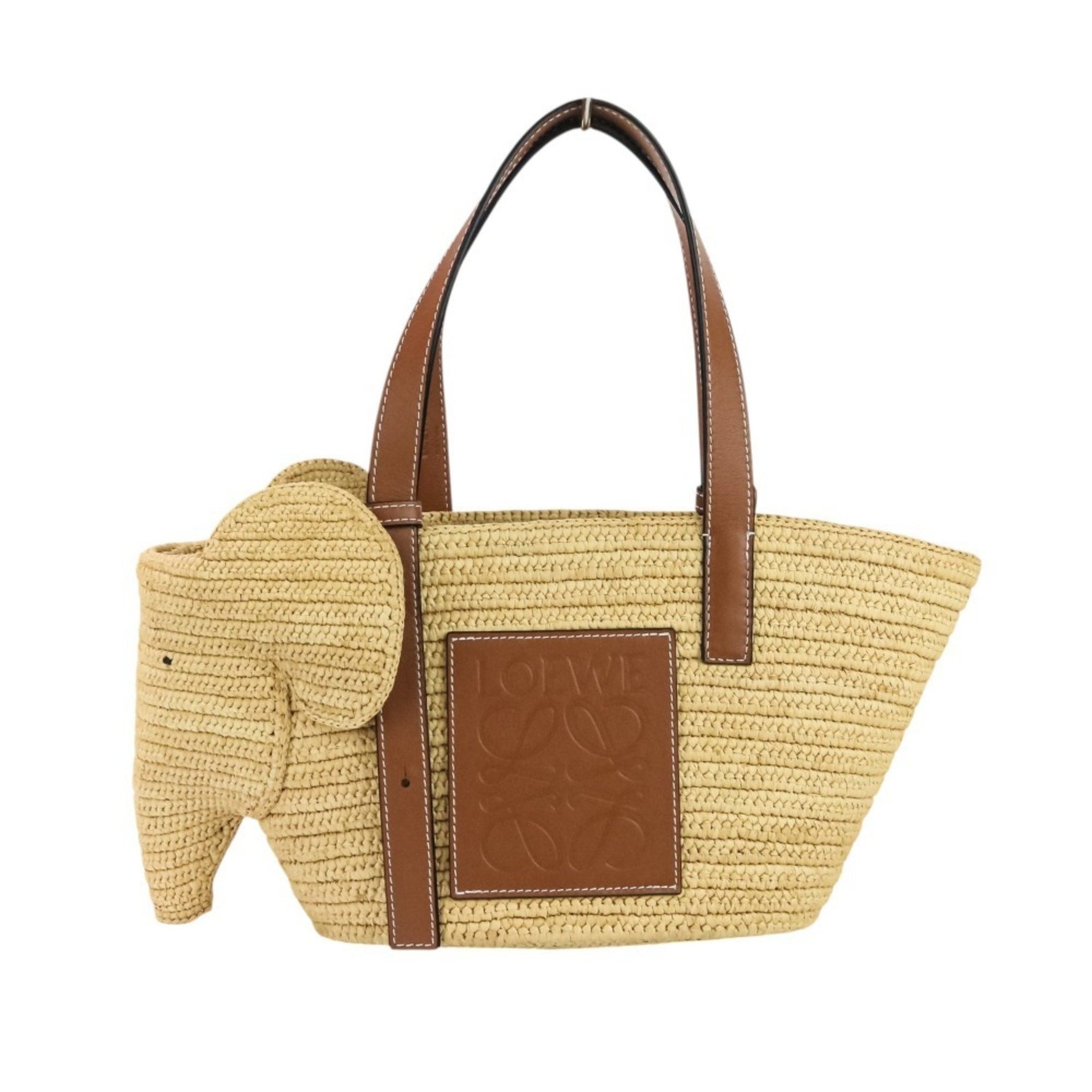 LOEWE Elephant Basket Bag, Small, Raffia Natural