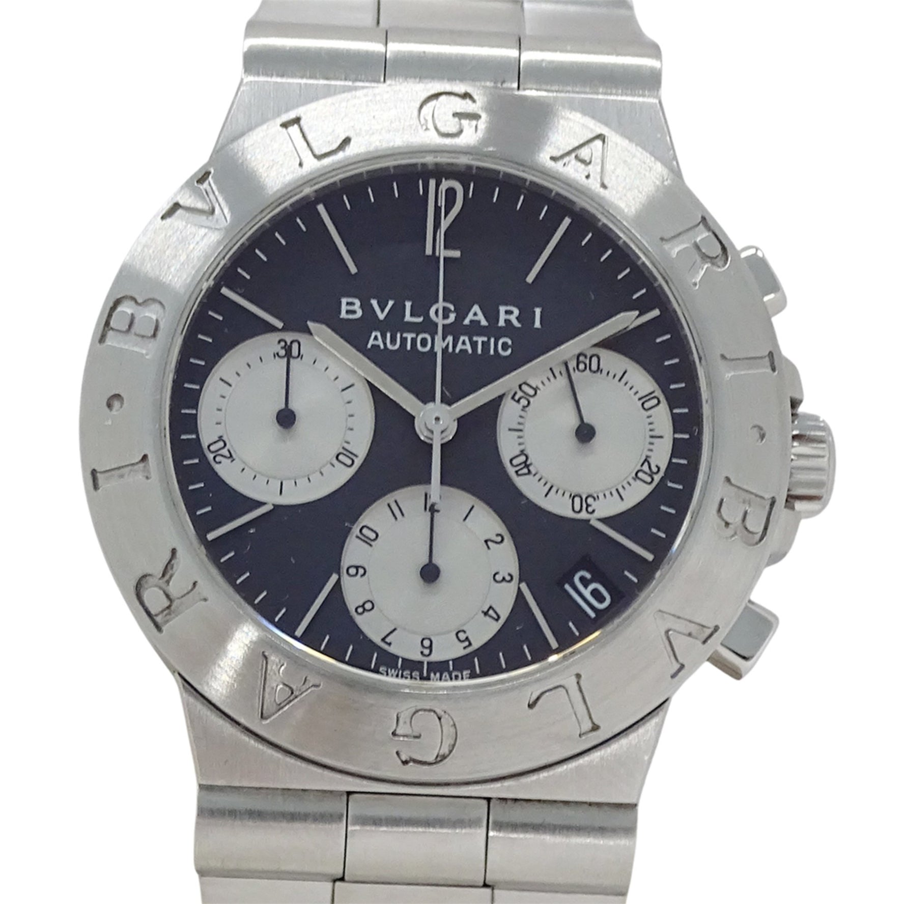 Bvlgari Diagono Sport Chronograph Automatic Watch, Stainless Steel, AT, Silver/Black, Polished