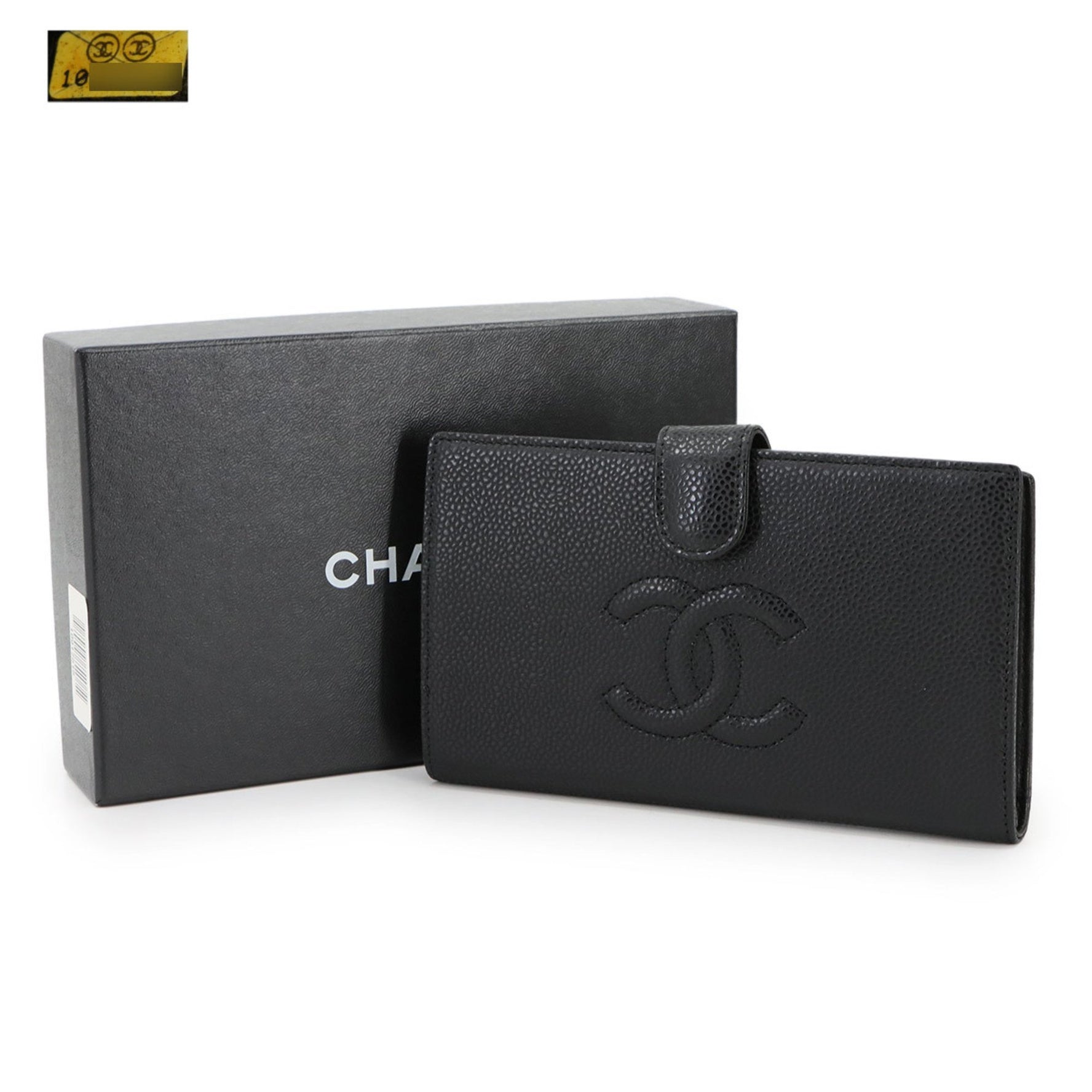 CHANEL Caviar Leather Bifold Long Wallet in with Coco Mark