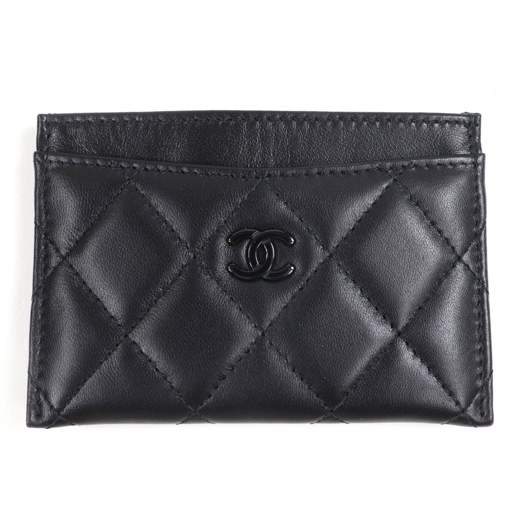 CHANEL Lambskin Matelasse Coco Mark Business Card Case, Hardware, Box and Dust Bag Included, Made in Italy