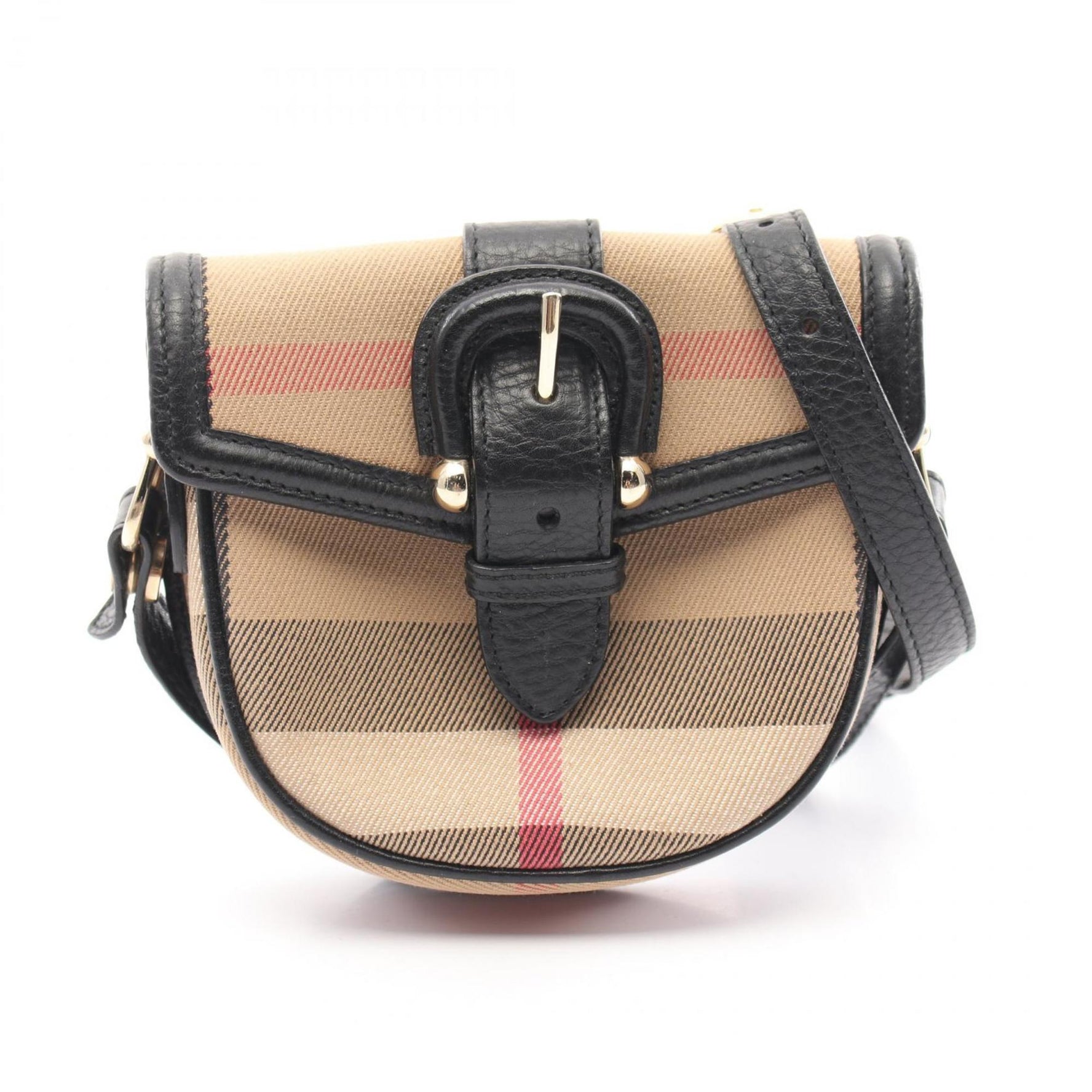 Burberry Nova Check Shoulder Bag Canvas Leather Women's Beige/Black/Red