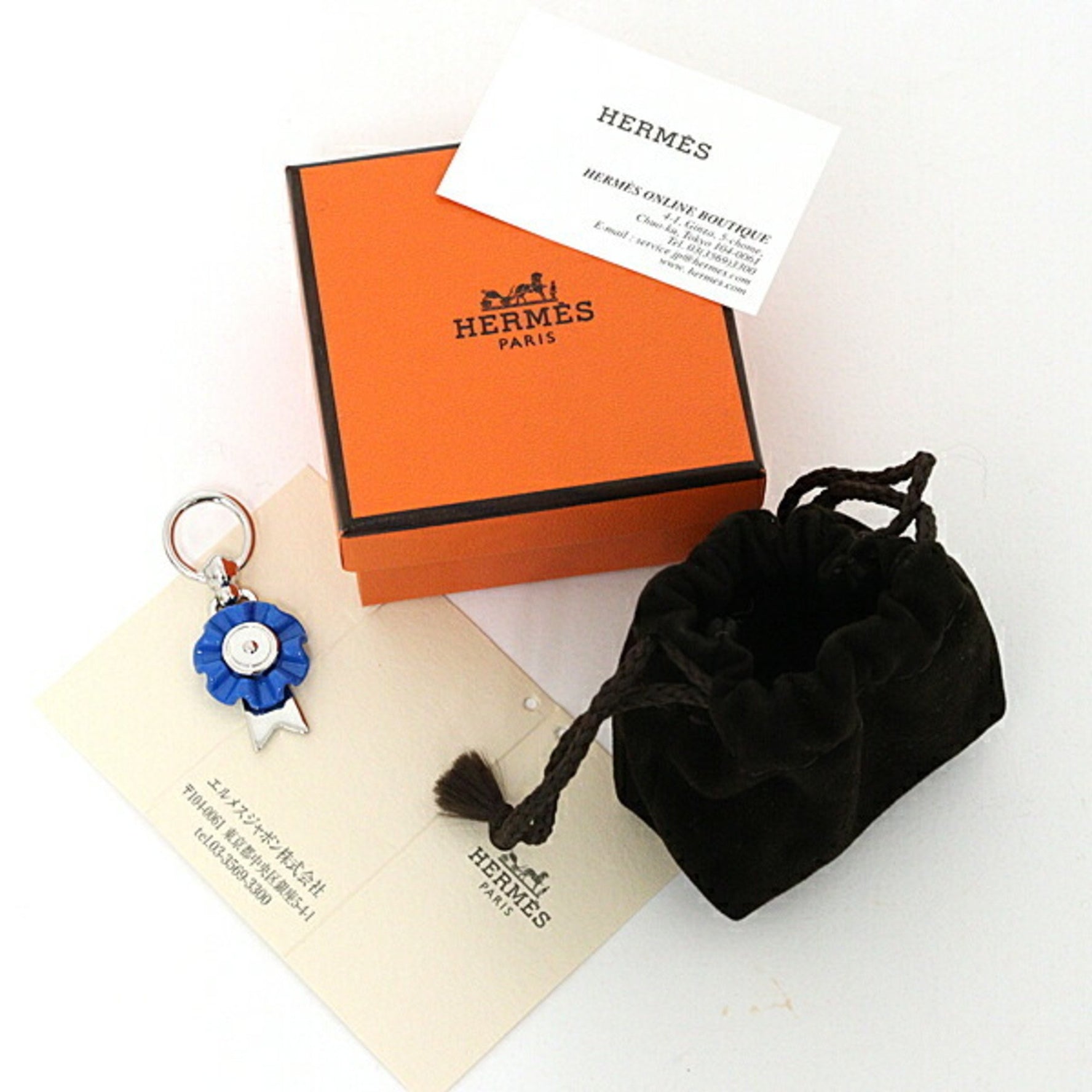 Hermes HERMES Twilly Ring Flotte Scarf Charm Paradier Blue Vif
