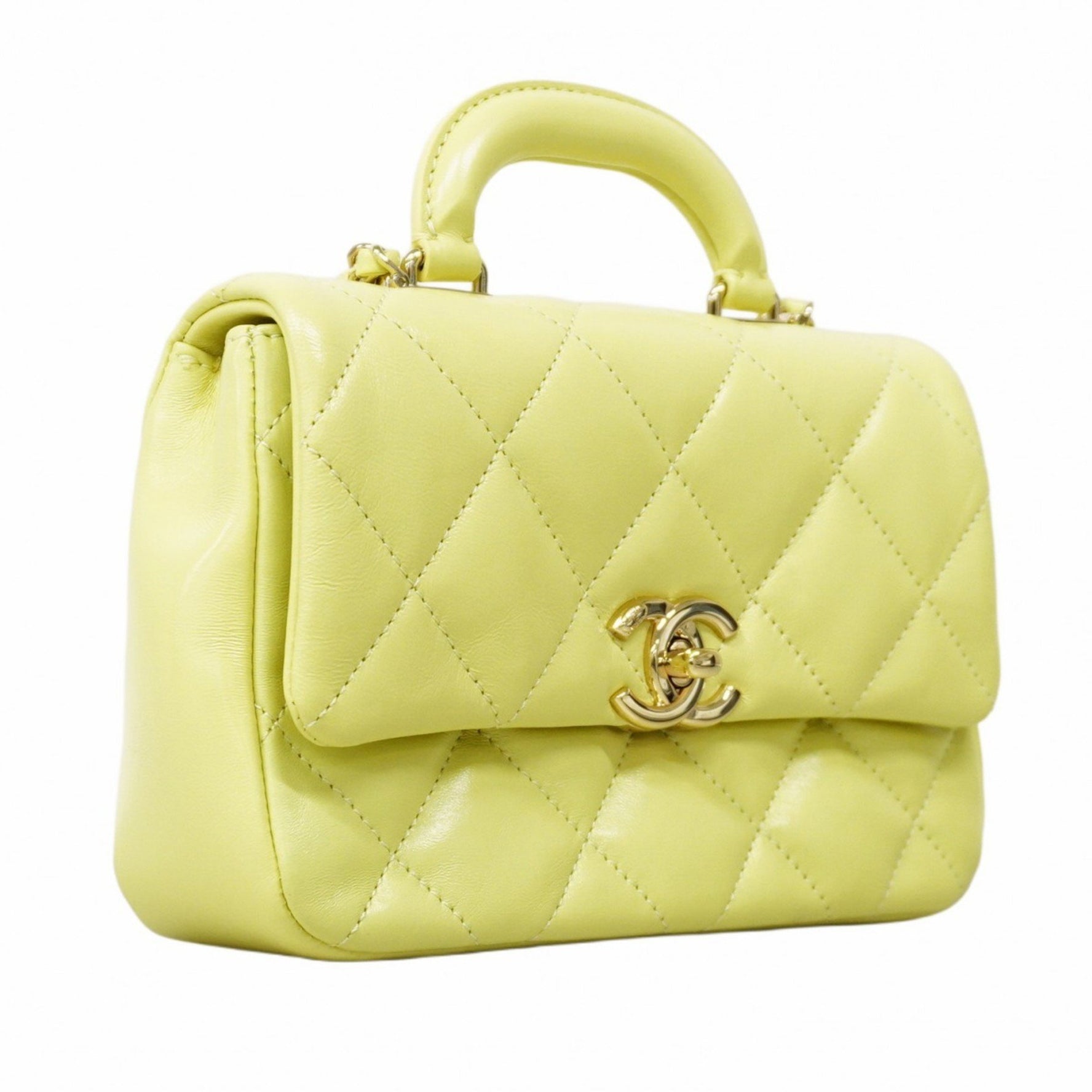 Chanel Matelasse Handbag, Light Green/Champagne Lambskin, Bag