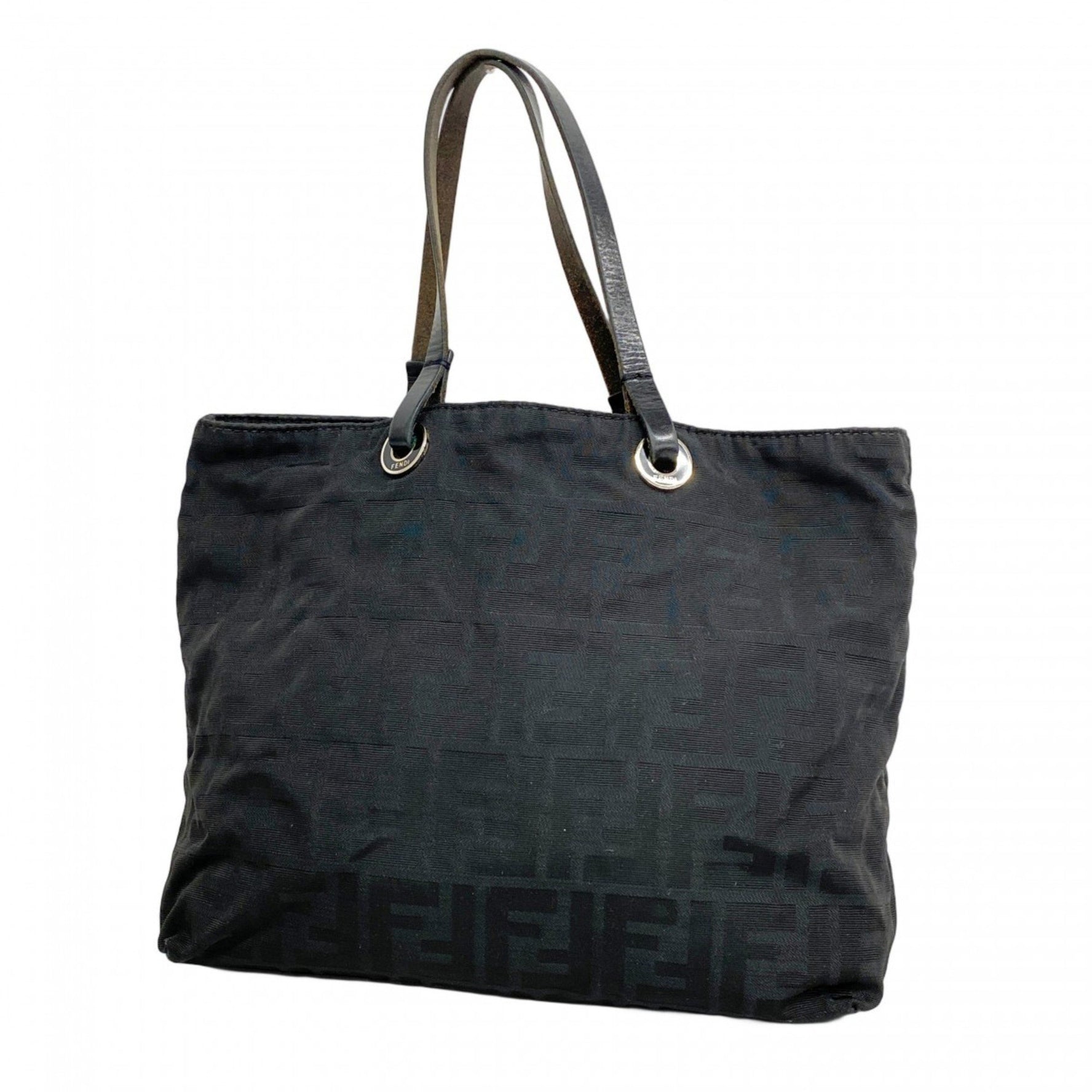 Fendi Zucca nylon canvas handbag in black for women