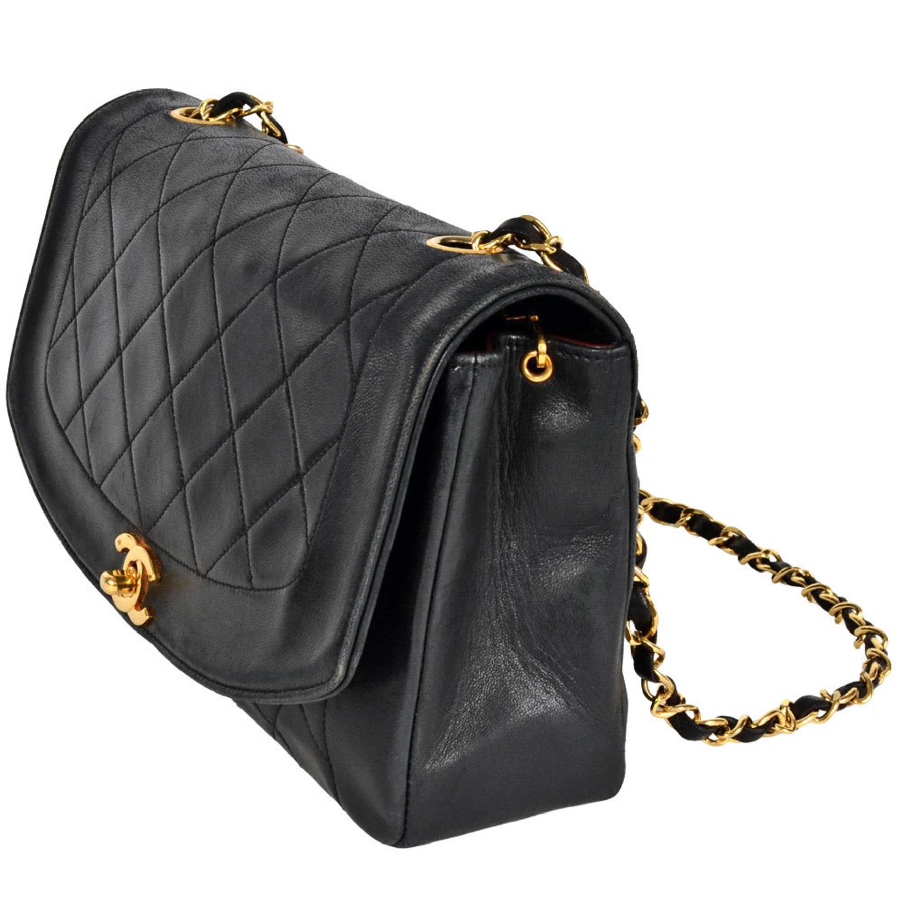 CHANEL Matelasse Diana Chain Shoulder Bag Lambskin Coco Mark