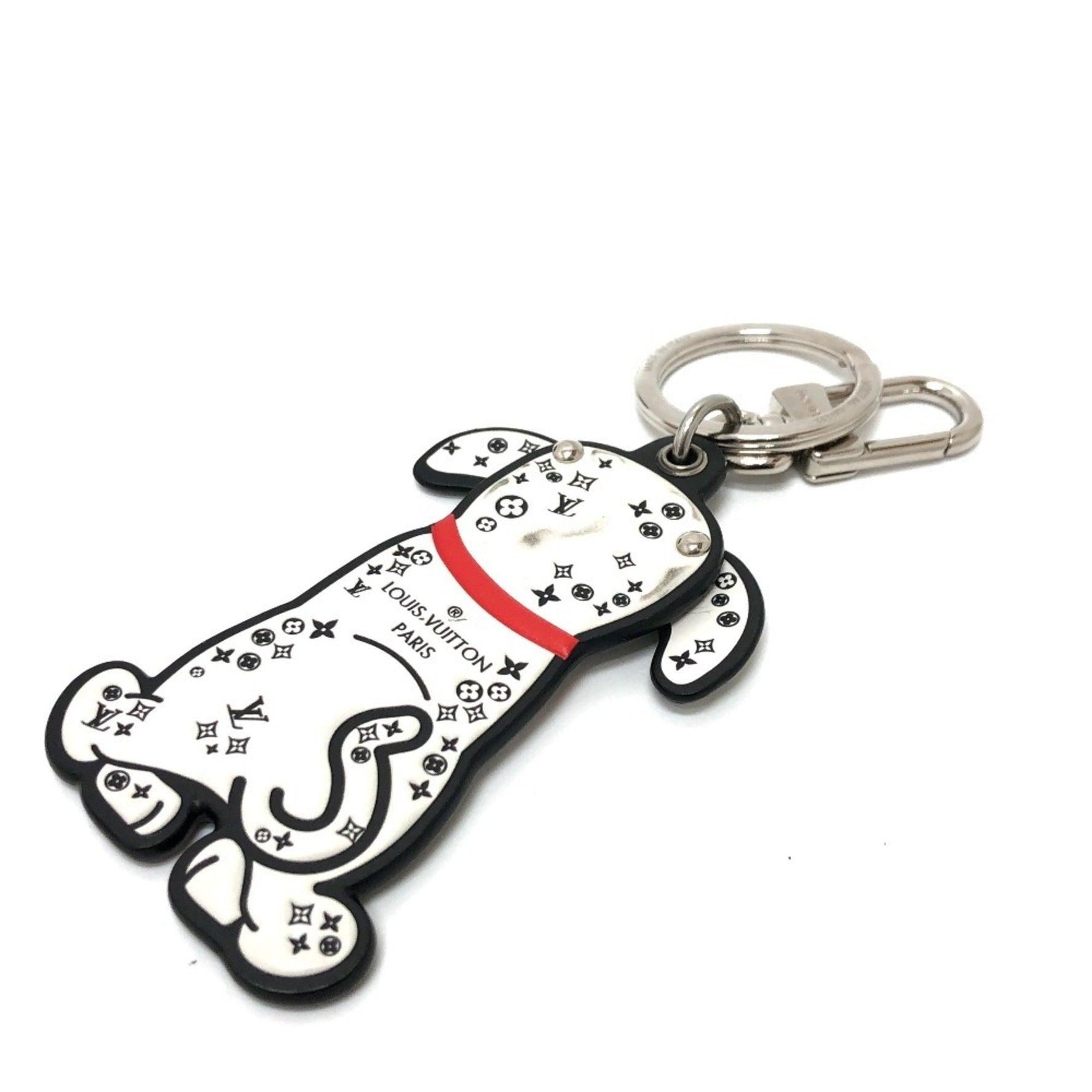 LOUIS VUITTON M00746 Porte-Clés Dalmatian Keychain/Bag Charm Leather Unisex White/Black
