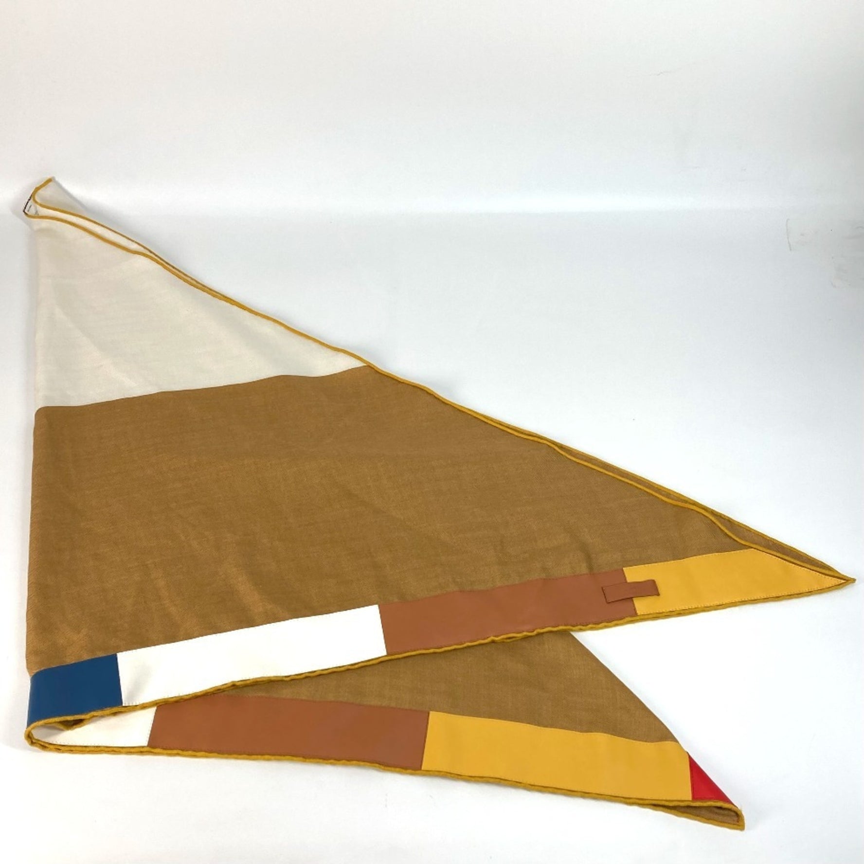 Louis Vuitton HERMES Hermes Triangle Geant "Ball d'Opstacle" Large Shawl Stole Scarf Cashmere Silk Caramel Curry