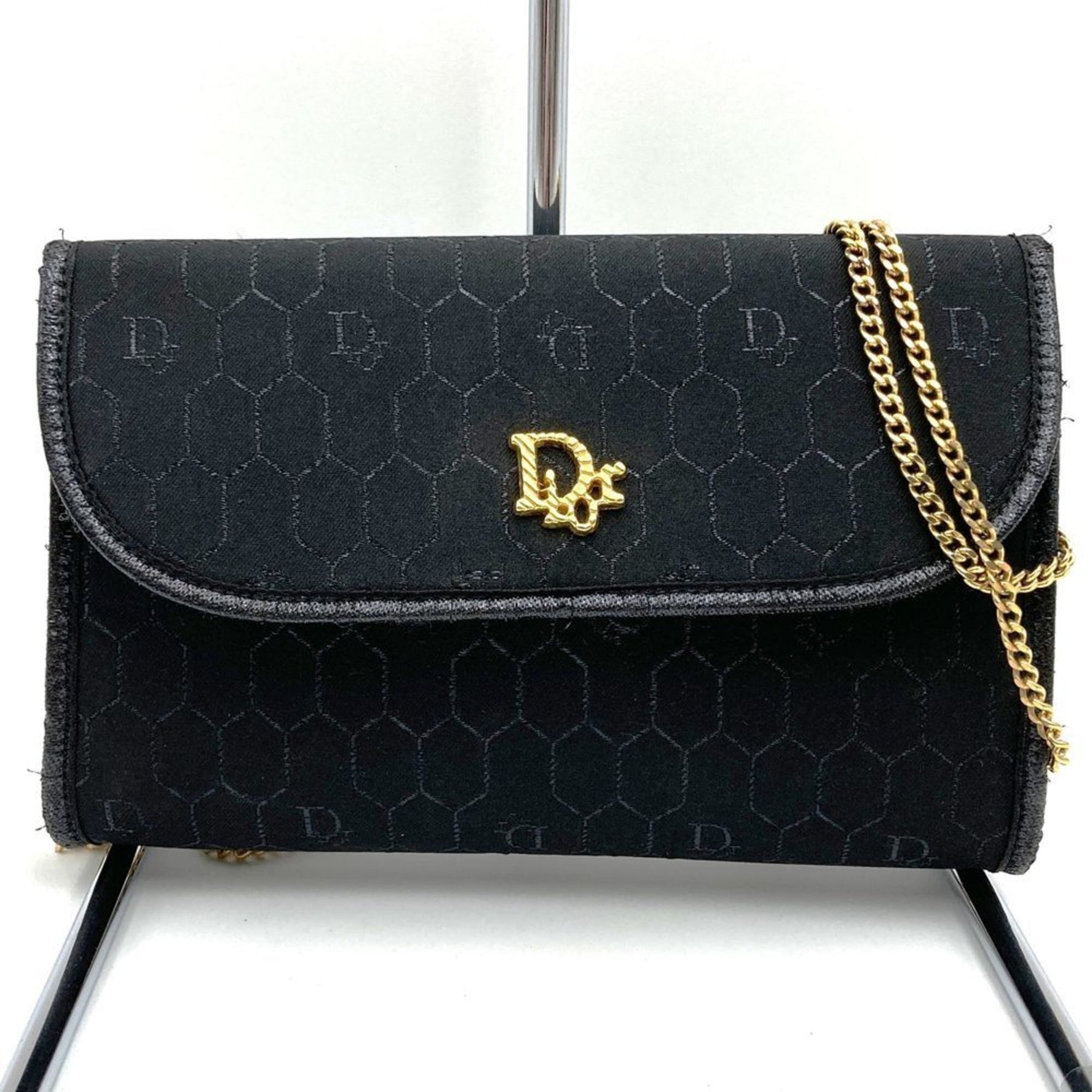 Christian Dior Dior Shoulder Bag Chain Gold Canvas