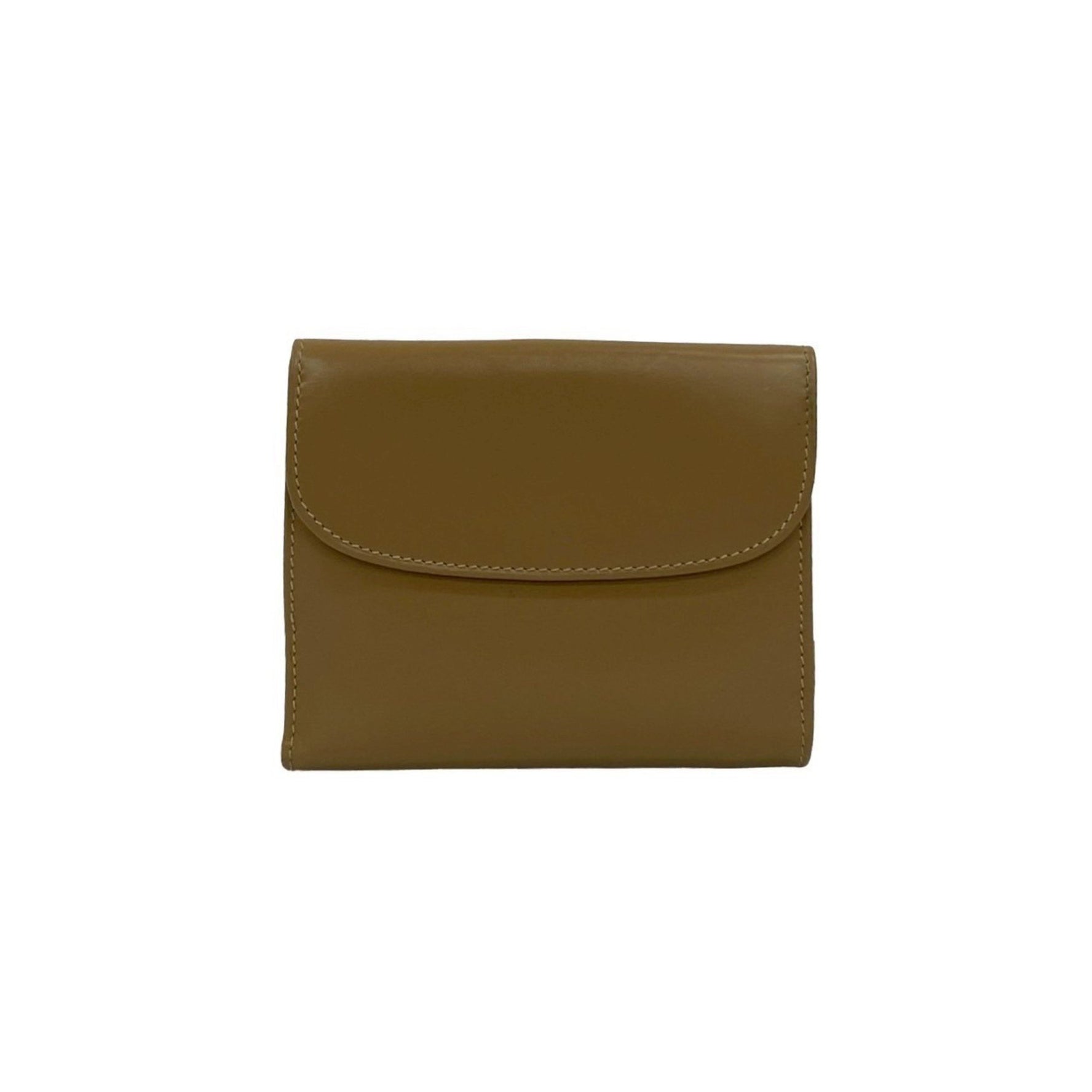 GUCCI Old Gucci Horseshoe Hardware Leather Bi-fold Wallet with Genuine Clasp Closure, Beige,