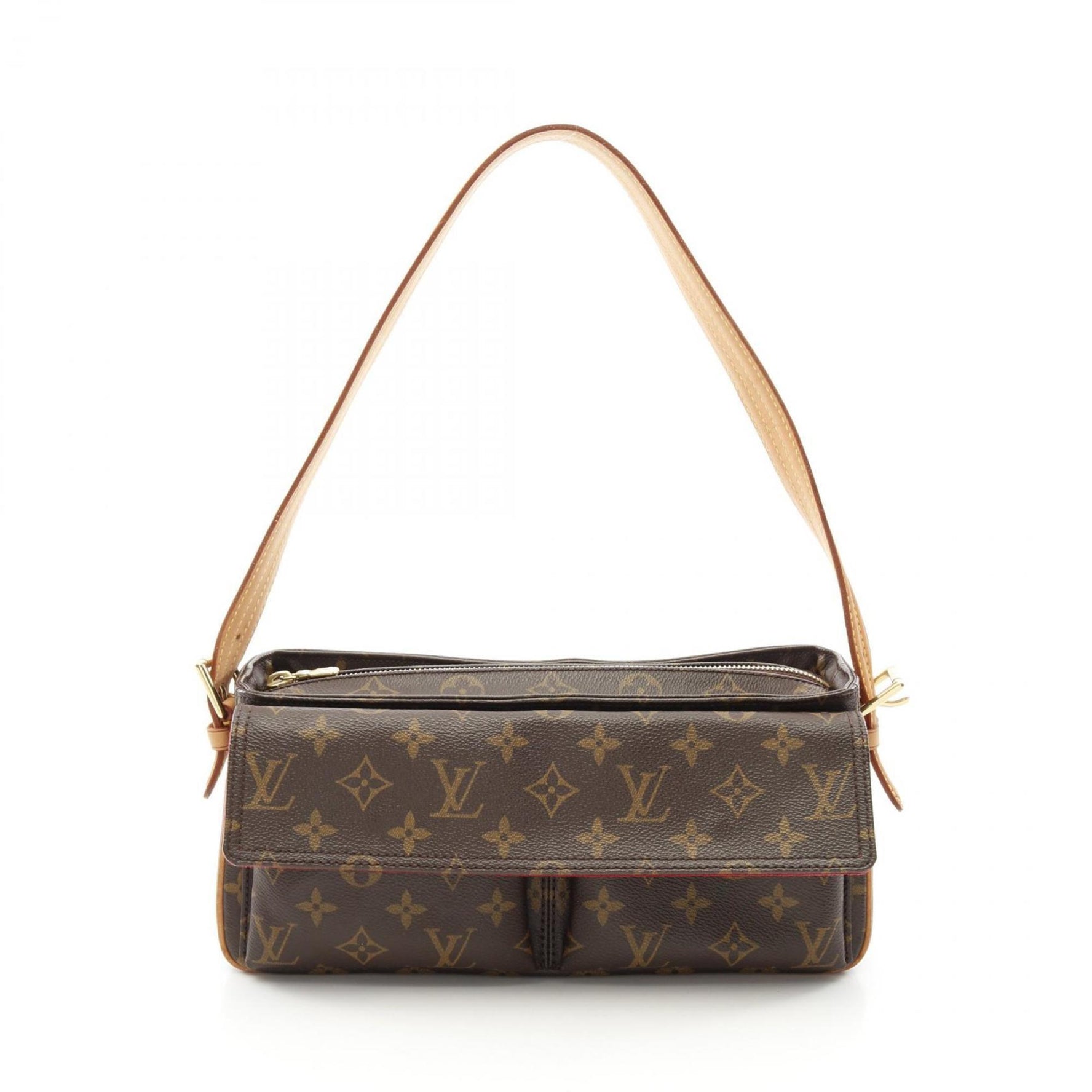 Louis Vuitton Viva Cite MM Monogram Shoulder Bag Coated Canvas Leather Brown